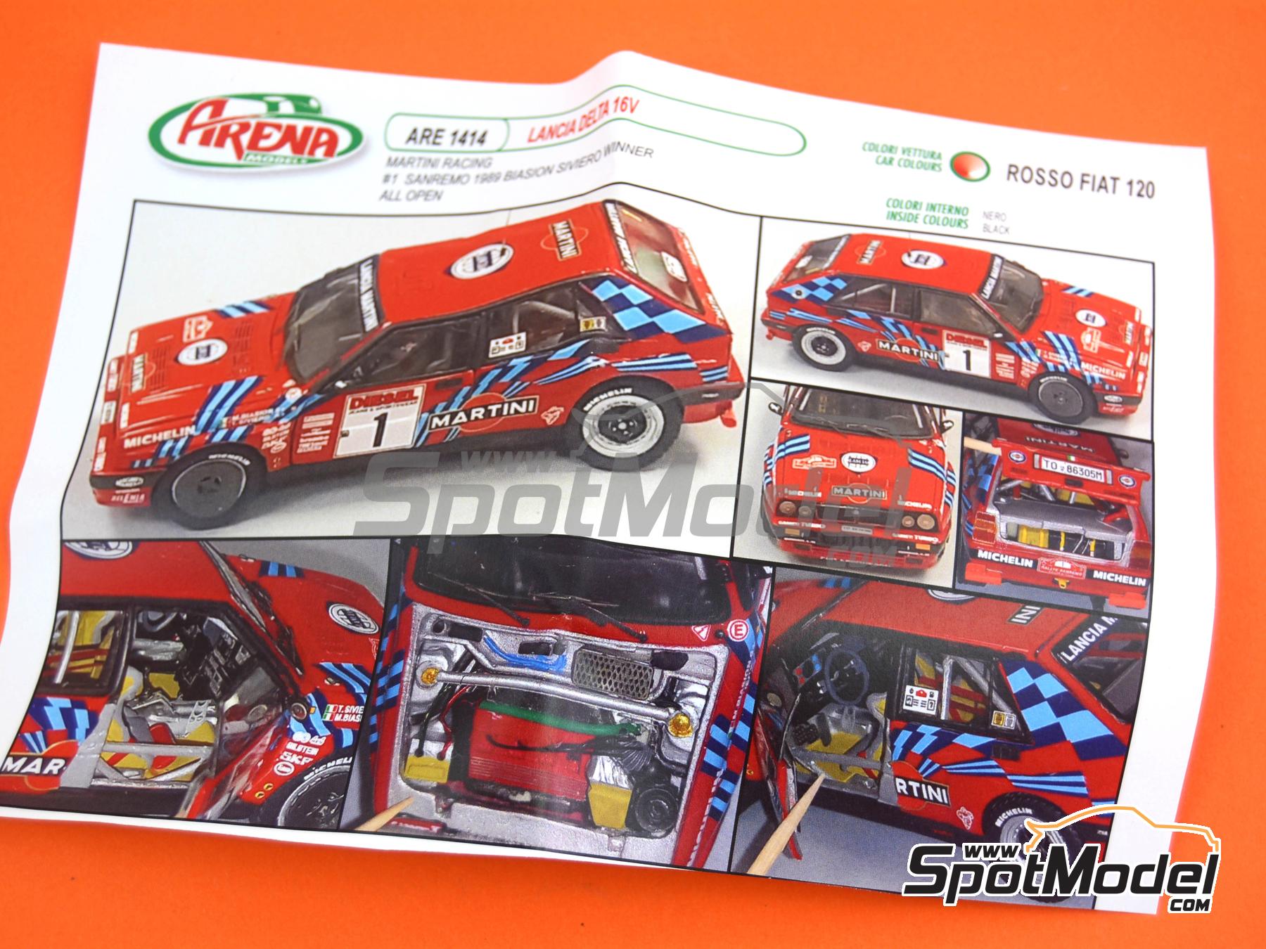 Image 8: Lancia Delta Integrale 16V Group A sponsored by Martini - Sanremo Rally 1989 | Car scale model kit in 1/43 scale manufactured by Arena Modelli (ref. ARE1414)