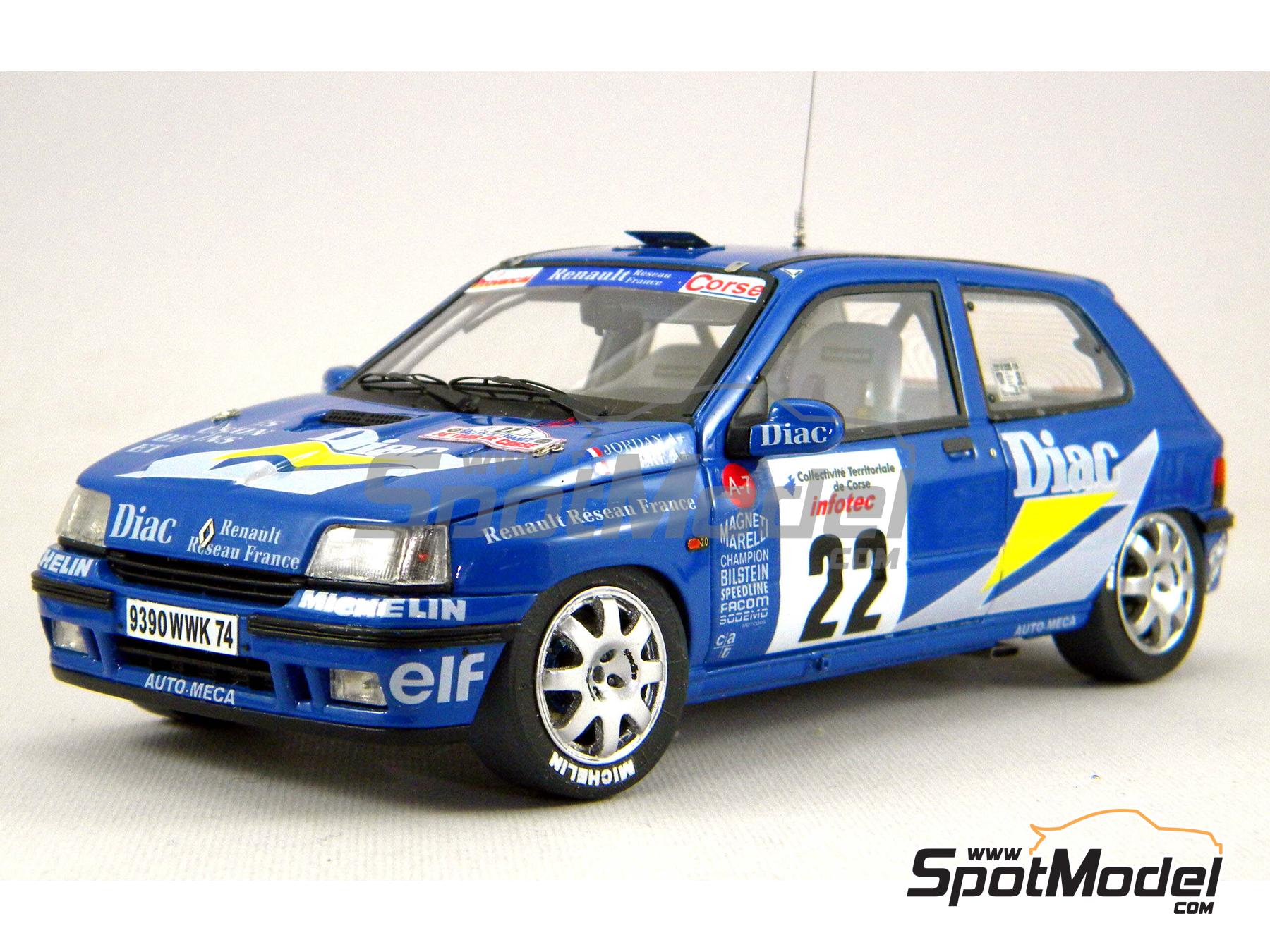 Image 1: Renault Clio Williams Group A Auto-Meca Team sponsored by Diac - Tour de Corse Rallye de France 1994 | Car scale model kit in 1/24 scale manufactured by Arena Modelli (ref. ARE1418-24)