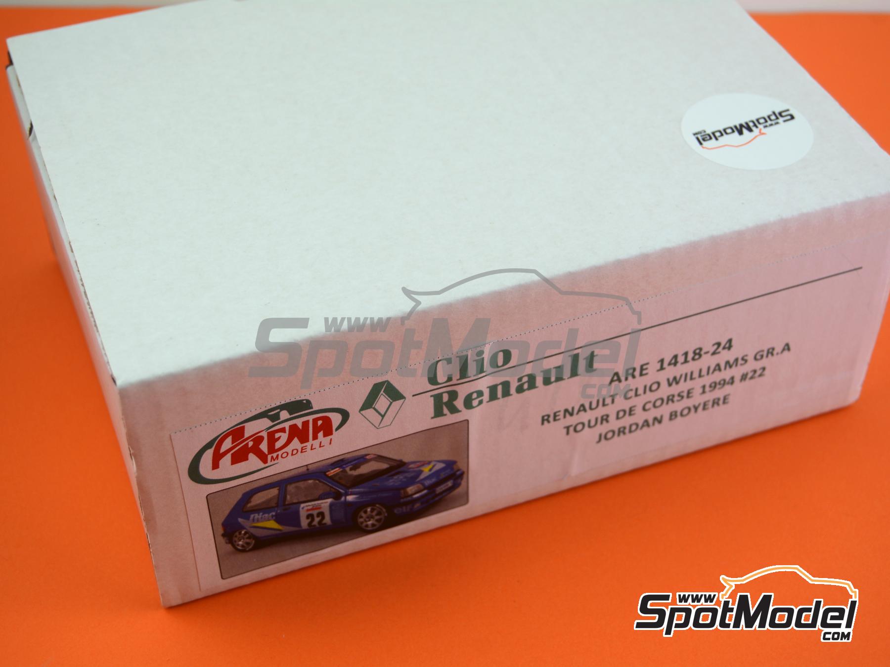 Image 11: Renault Clio Williams Group A Auto-Meca Team sponsored by Diac - Tour de Corse Rallye de France 1994 | Car scale model kit in 1/24 scale manufactured by Arena Modelli (ref. ARE1418-24)