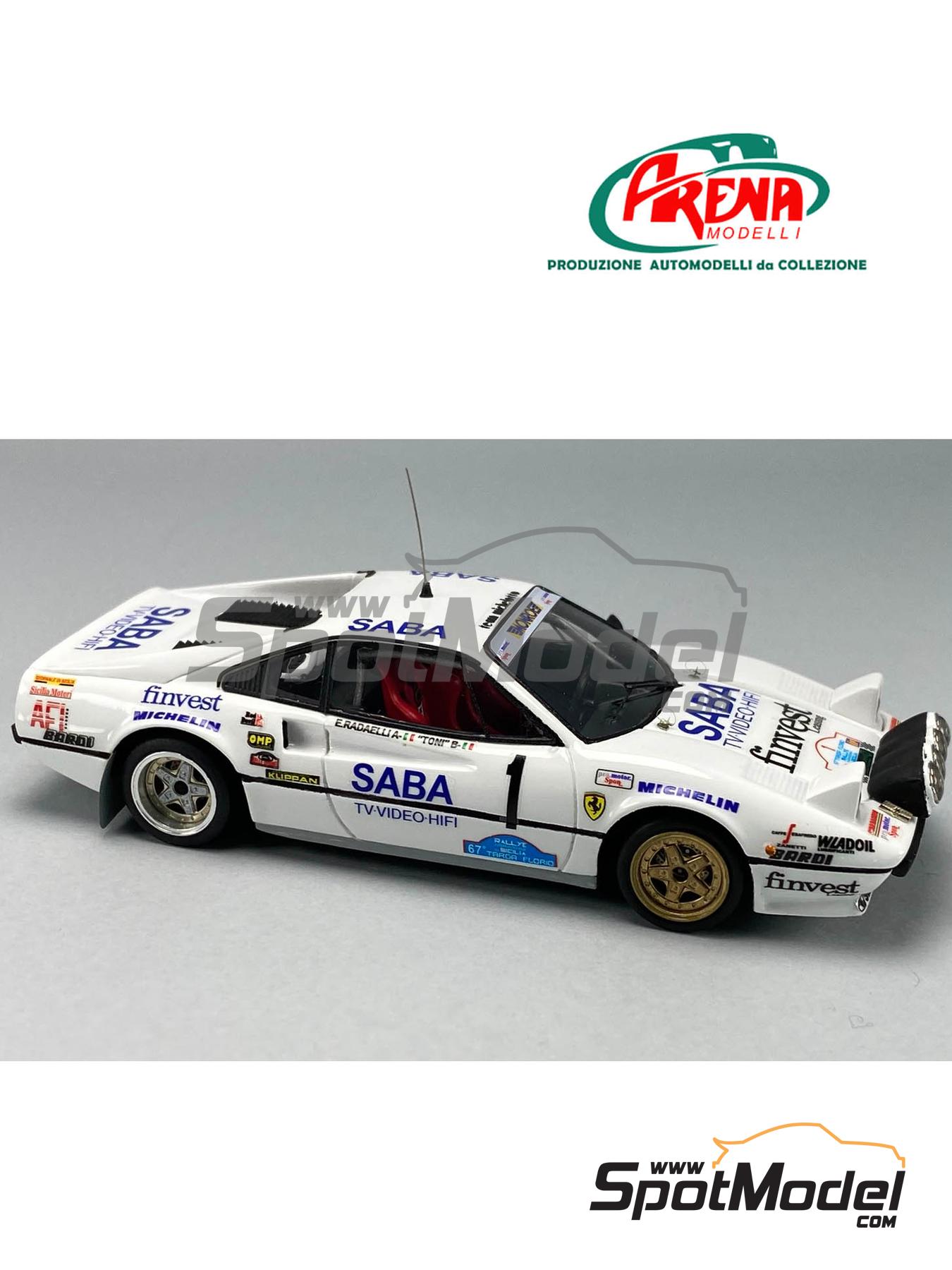 Ferrari 308 GTB Group B sponsored by Saba, Finvest - Targa Florio 1983 | Car scale model kit in 1/43 scale manufactured by Arena Modelli (ref. ARE1426) image