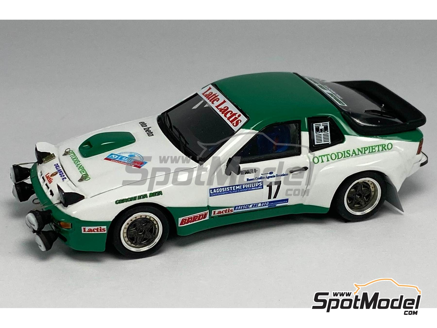 Image 1: Porsche 924 GTS Orlando Team sponsored by Ottodisanpietro - Rally 1000 Miglia 1982 | Car scale model kit in 1/43 scale manufactured by Arena Modelli (ref. ARE1450)