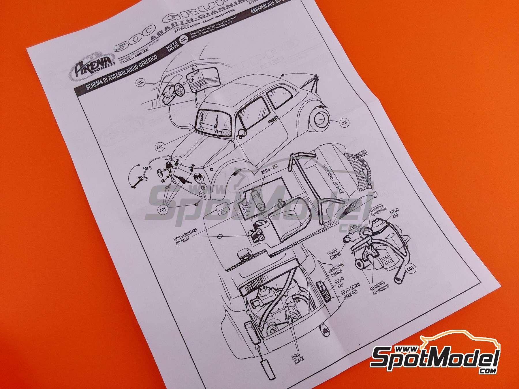 Image 3: Fiat Abarth 695 SS Group 2 - Press version | Car scale model kit in 1/43 scale manufactured by Arena Modelli (ref.&nbsp;ARE318)