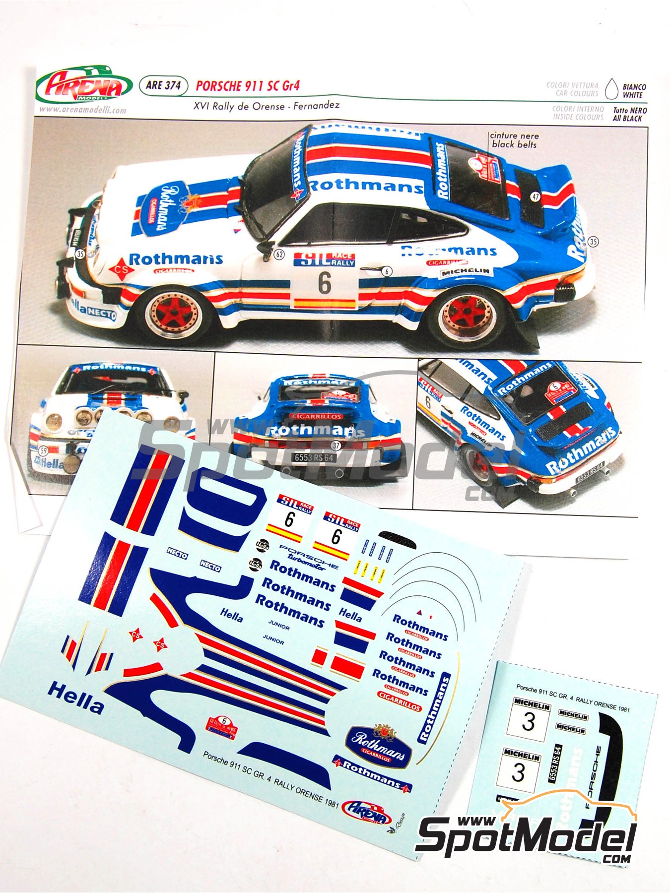 Arena Modelli Marking Livery 1 43 Scale Porsche 911 Sc Group 4 Sponsored By Rothmans 6 Benigno Beny Fernandez Es Jose Luis Salas Es Orense Rally 1981 For Arena Modelli Reference Are374 Ref Are374 Decal Spotmodel