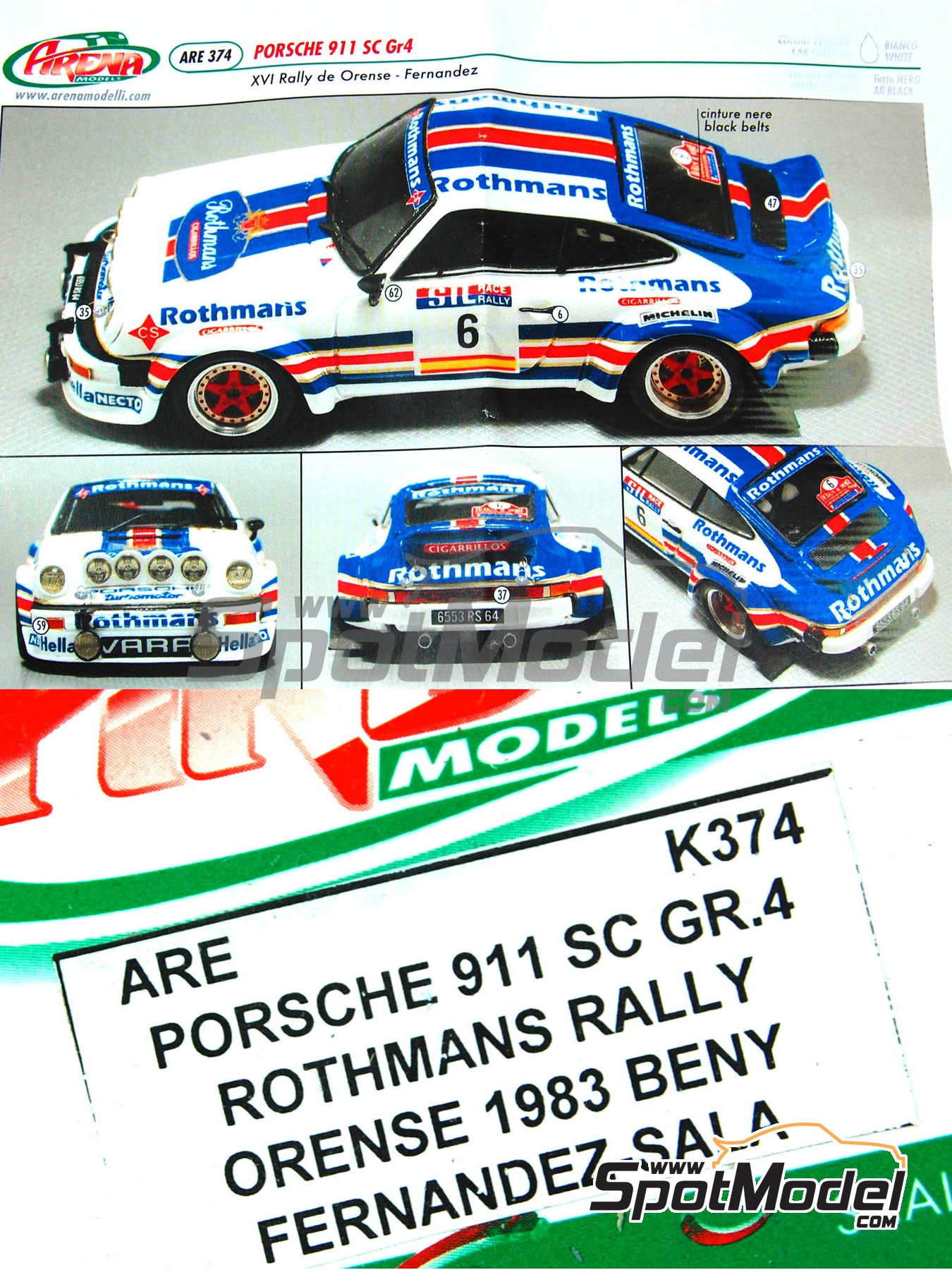 Arena Modelli Model Car Kit 1 43 Scale Porsche 911 Sc Sponsored By Rothmans Benigno Beny Fernandez Es Jose Luis Salas Es Orense Rally 19 Ref Are374 Spotmodel