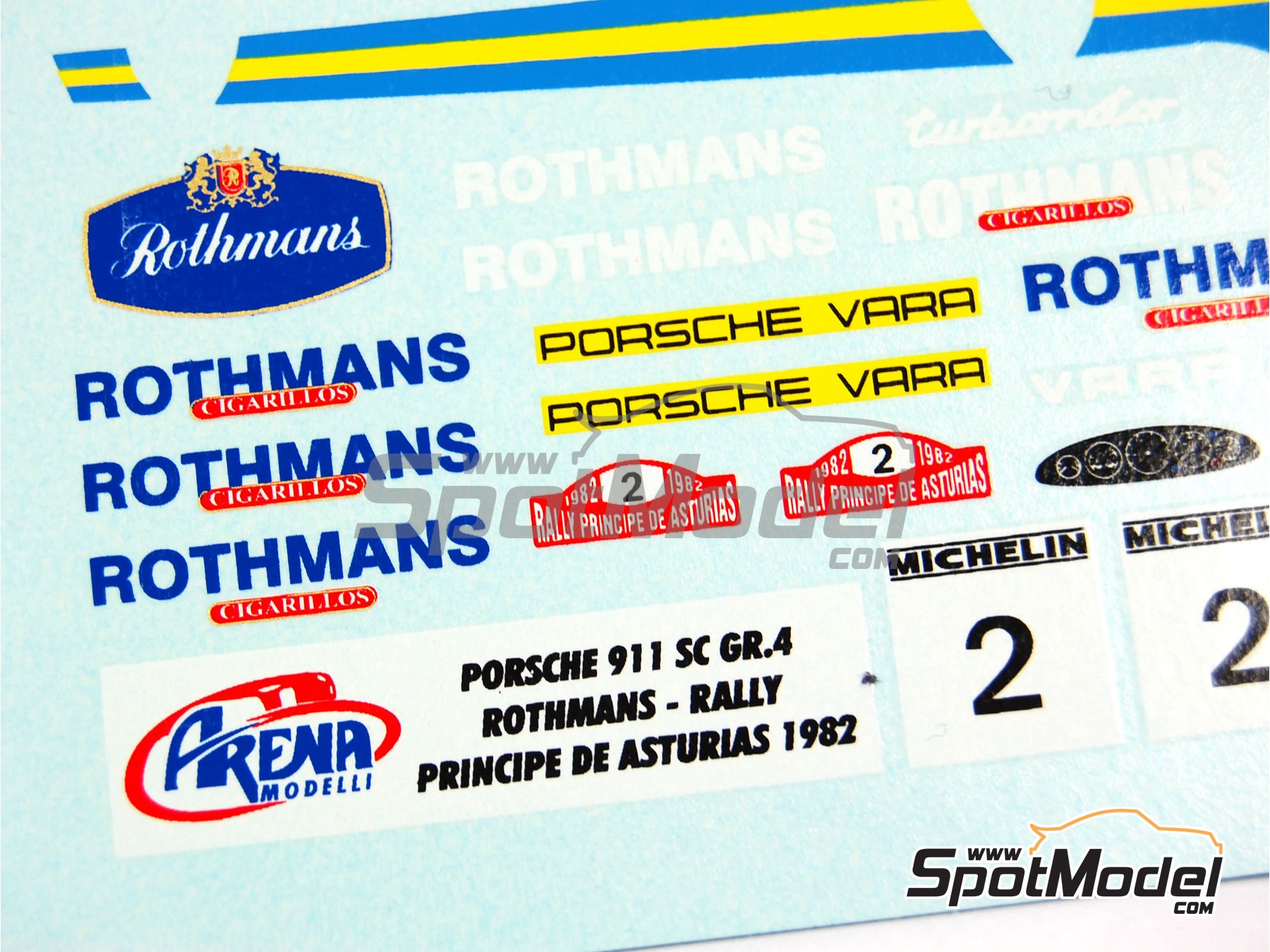 Arena Modelli ARE375-DECAL: Marking / livery 1/43 scale Porsche 911 SC  Group 4 sponsored by Rothmans #2 Benigno 'Beny' Fernandez (ES) + José Luis  Sala (ES) Principe de Asturias Rally 1982 for