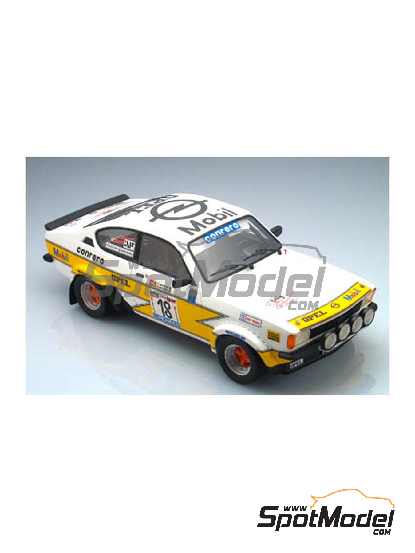 Opel Kadett GTE 2000 Group 2 Conrero Team sponsored by Mobil - Rally 4  Regioni 1979. Car scale model kit in 1/24 scale manufactured by Arena  Modelli (