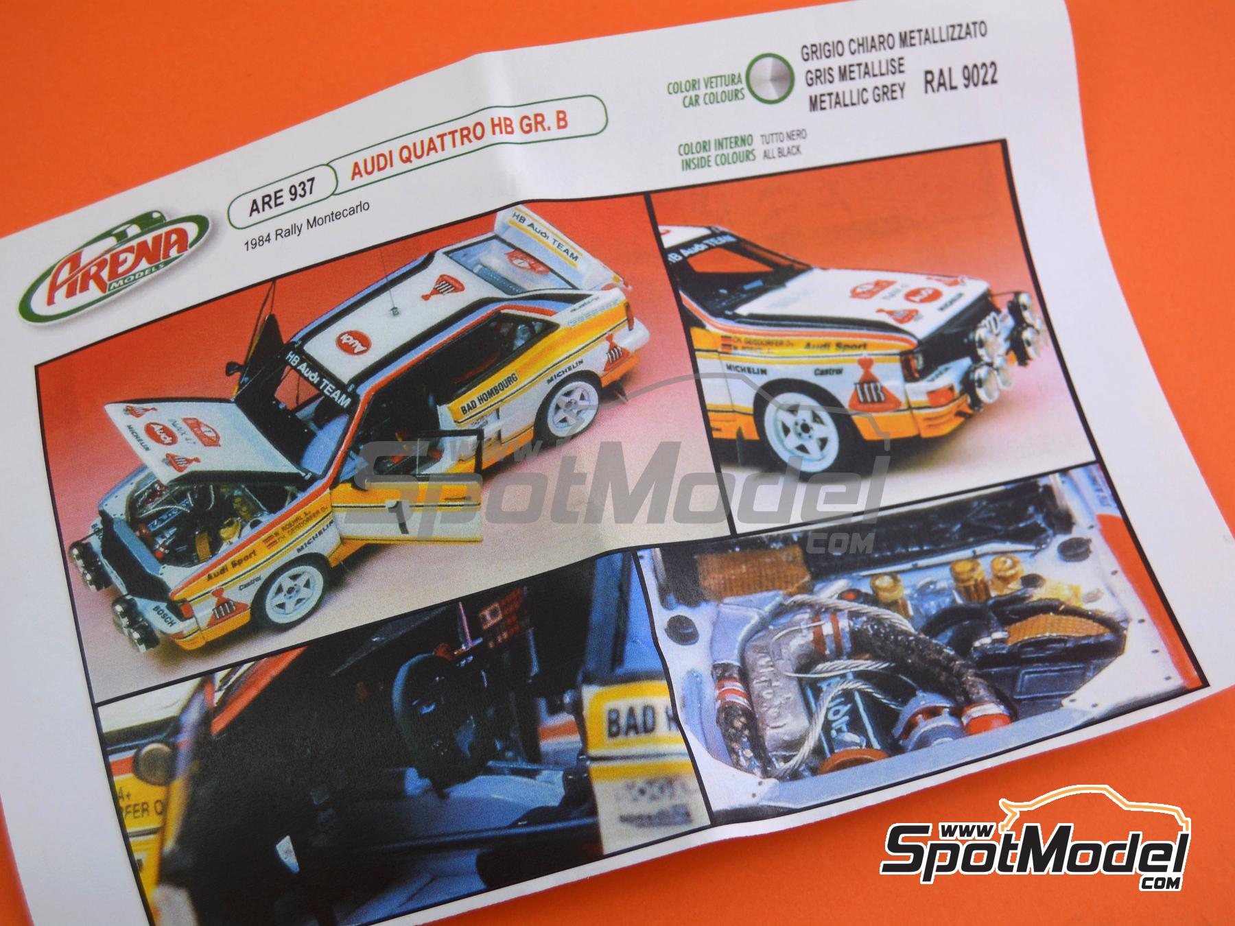 Image 3: Audi Quattro Group B Audi Sport Team sponsored by HB - Monte Carlo Rally - Rallye Automobile de Monte-Carlo 1984 | Car scale model kit in 1/43 scale manufactured by Arena Modelli (ref.&nbsp;ARE937)