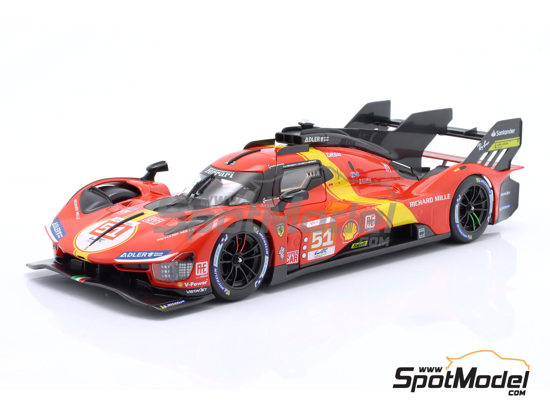 Image 1: Ferrari 499P LMH Ferrari AF Corse Team sponsored by Richard Mille - 24 Hours Le Mans 2023 | Diecast model car in 1/18 scale manufactured by Bburago (ref.&nbsp;DIE-60726, also 4893993163014 and 18-16301/51)