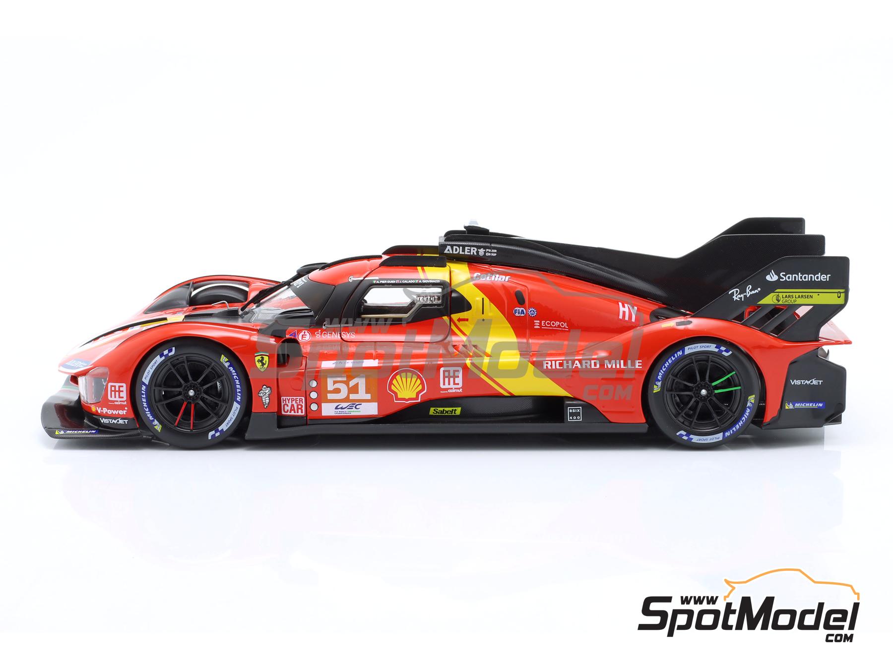 Image 3: Ferrari 499P LMH Ferrari AF Corse Team sponsored by Richard Mille - 24 Hours Le Mans 2023 | Diecast model car in 1/18 scale manufactured by Bburago (ref.&nbsp;DIE-60726, also 4893993163014 and 18-16301/51)