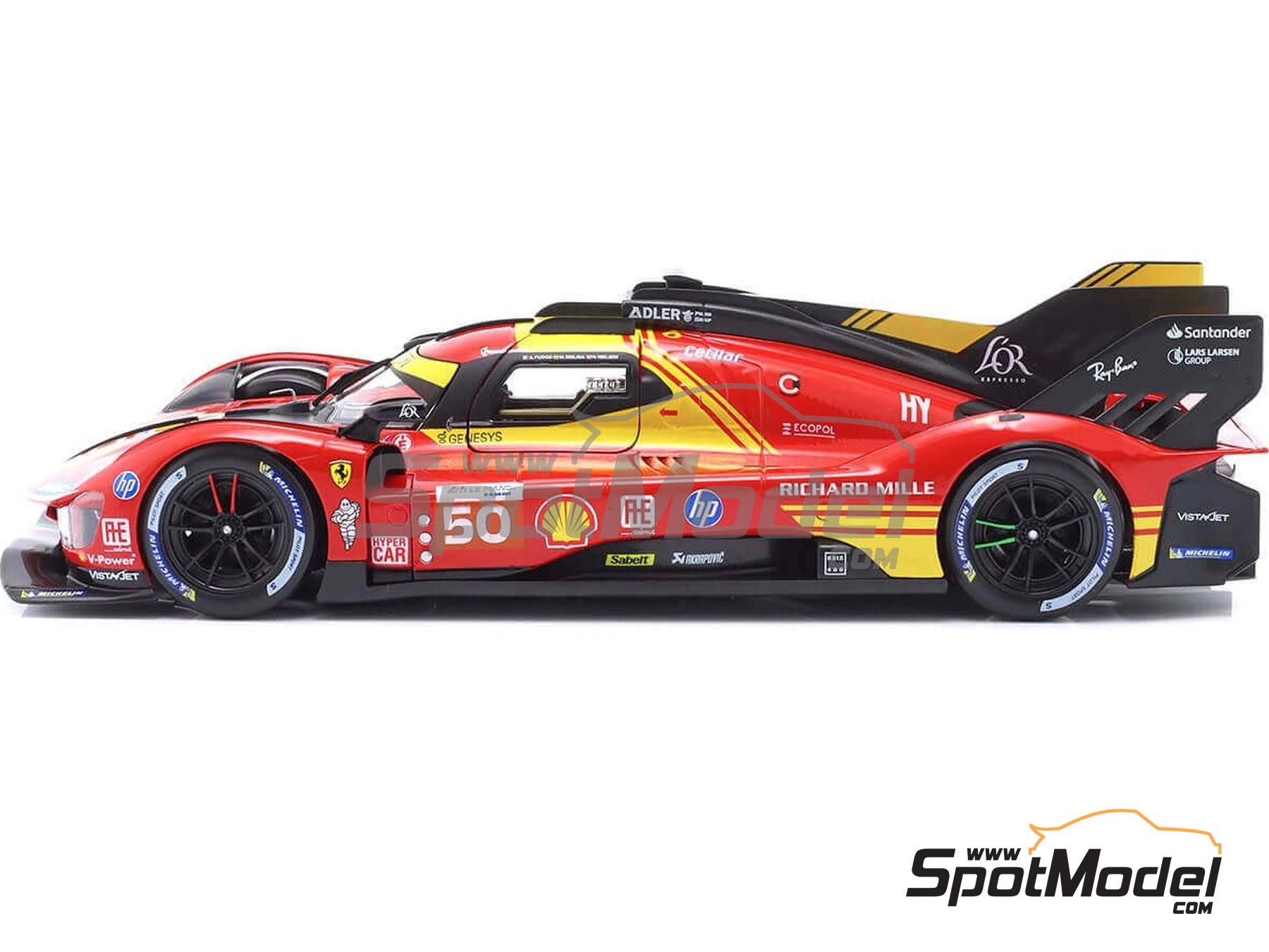 Image 3: Ferrari 499P LMH Ferrari AF Corse Team sponsored by Richard Mille - 24 Hours Le Mans 2024 | Diecast model car in 1/18 scale manufactured by Bburago (ref.&nbsp;DIE-62607, also 16303-50)
