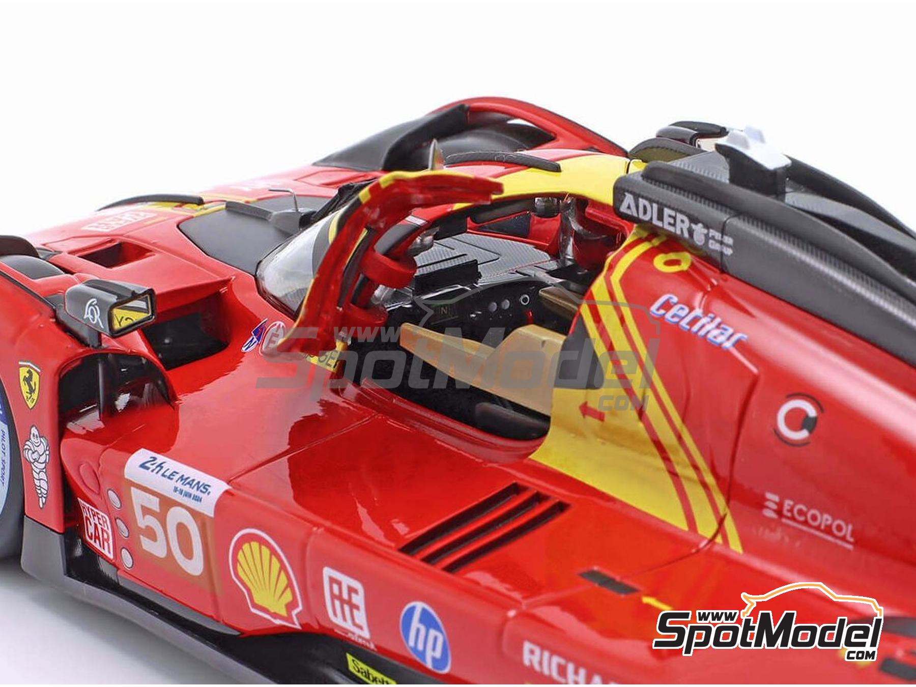 Image 4: Ferrari 499P LMH Ferrari AF Corse Team sponsored by Richard Mille - 24 Hours Le Mans 2024 | Diecast model car in 1/18 scale manufactured by Bburago (ref.&nbsp;DIE-62607, also 16303-50)