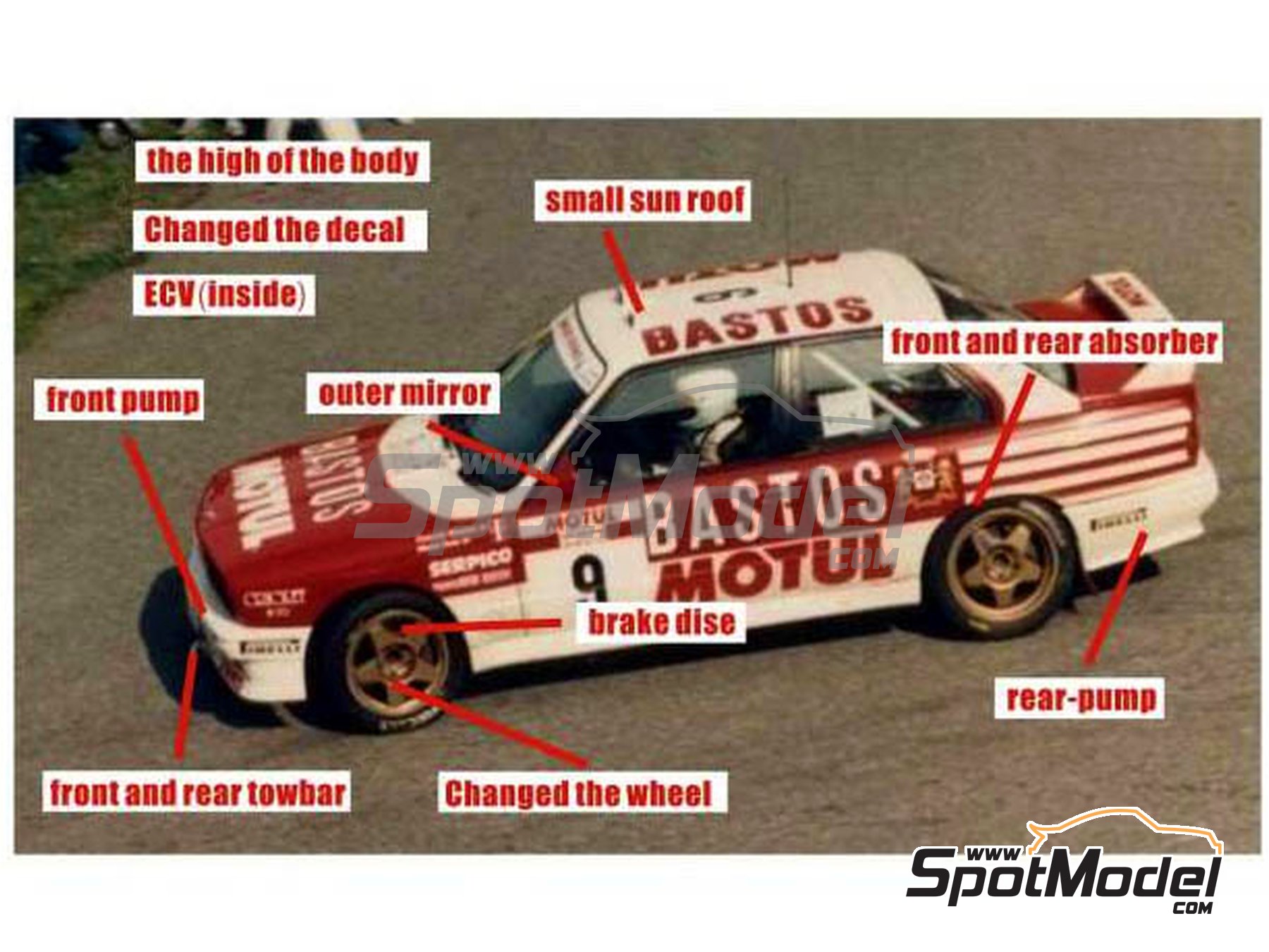 Image 4: BMW M3 E30 Rally Group A Bastos Motul - Tour de Corse 1988 | Model car kit in 1/24 scale manufactured by Beemax Model Kits (ref.&nbsp;B24016)