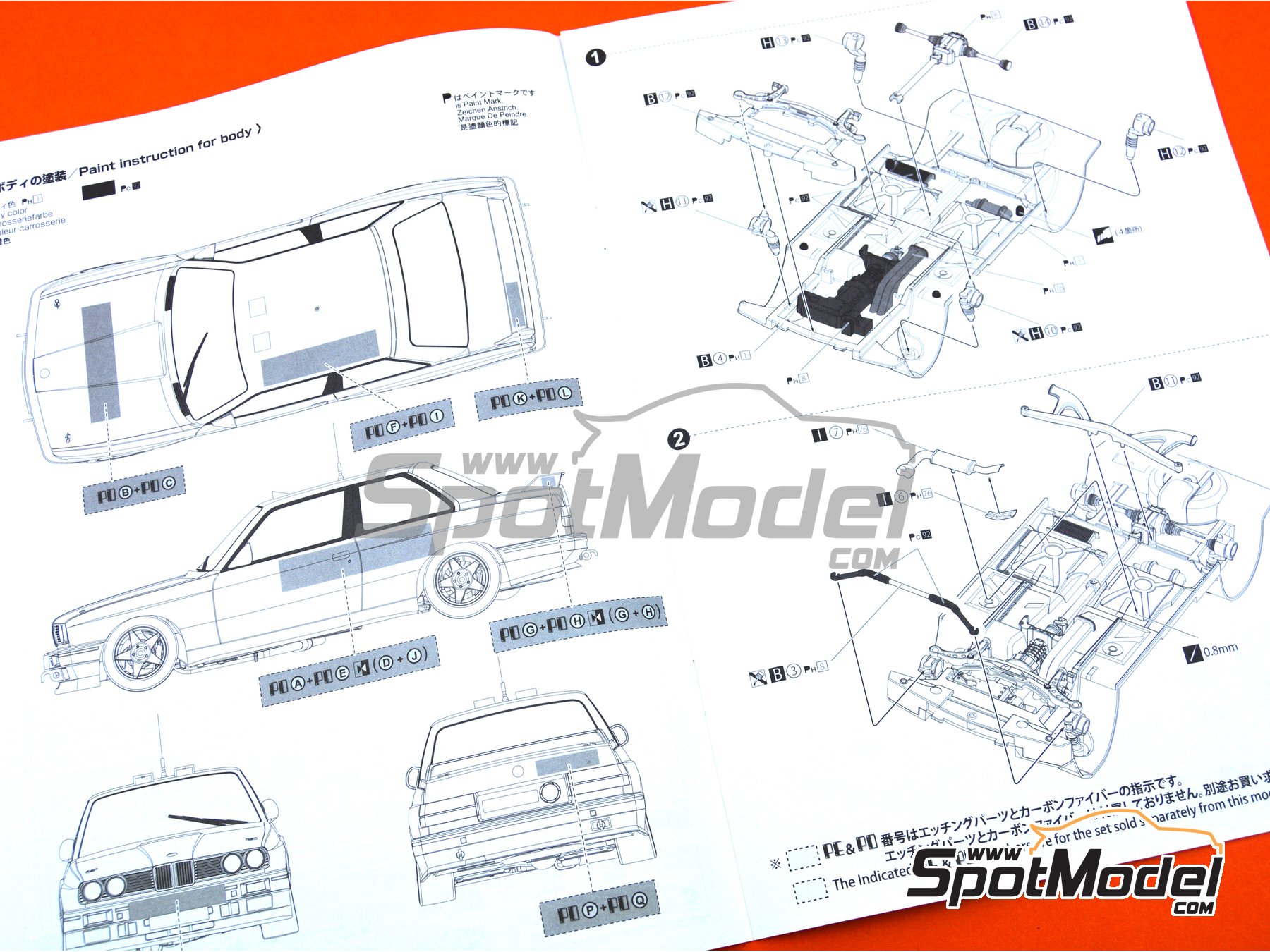 Image 24: BMW M3 E30 Rally Group A Bastos Motul - Tour de Corse 1988 | Model car kit in 1/24 scale manufactured by Beemax Model Kits (ref.&nbsp;B24016)