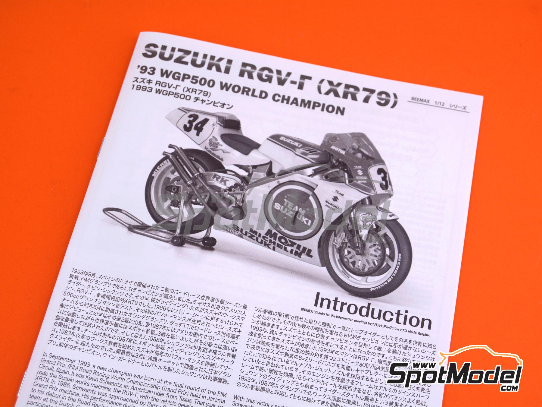 Image 35: Suzuki RGV500 XR79 Suzuki Team sponsored by Motul - Motorcycle World Championship 1993 | Motorbike scale model kit in 1/12 scale manufactured by Beemax Model Kits (ref. BX13001, also 4545782083811)
