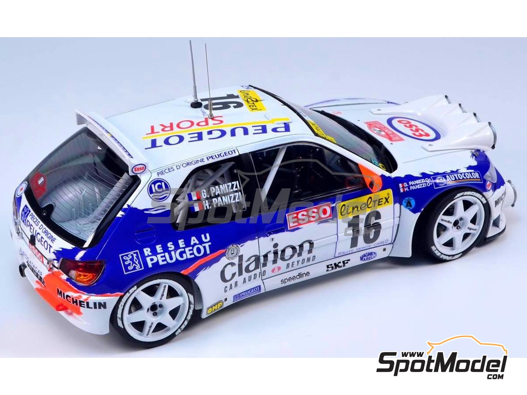 Image 3: Peugeot 306 Maxi Evo 2 Equipo Peugeot Sport patrocinado por Clarion - Rally de Monte Carlo - Rallye Automobile de Monte-Carlo 1998 | Maqueta de coche en escala&nbsp;1/24 fabricado por Beemax Model Kits (ref.&nbsp;BX24026, tambien 4545782078336)