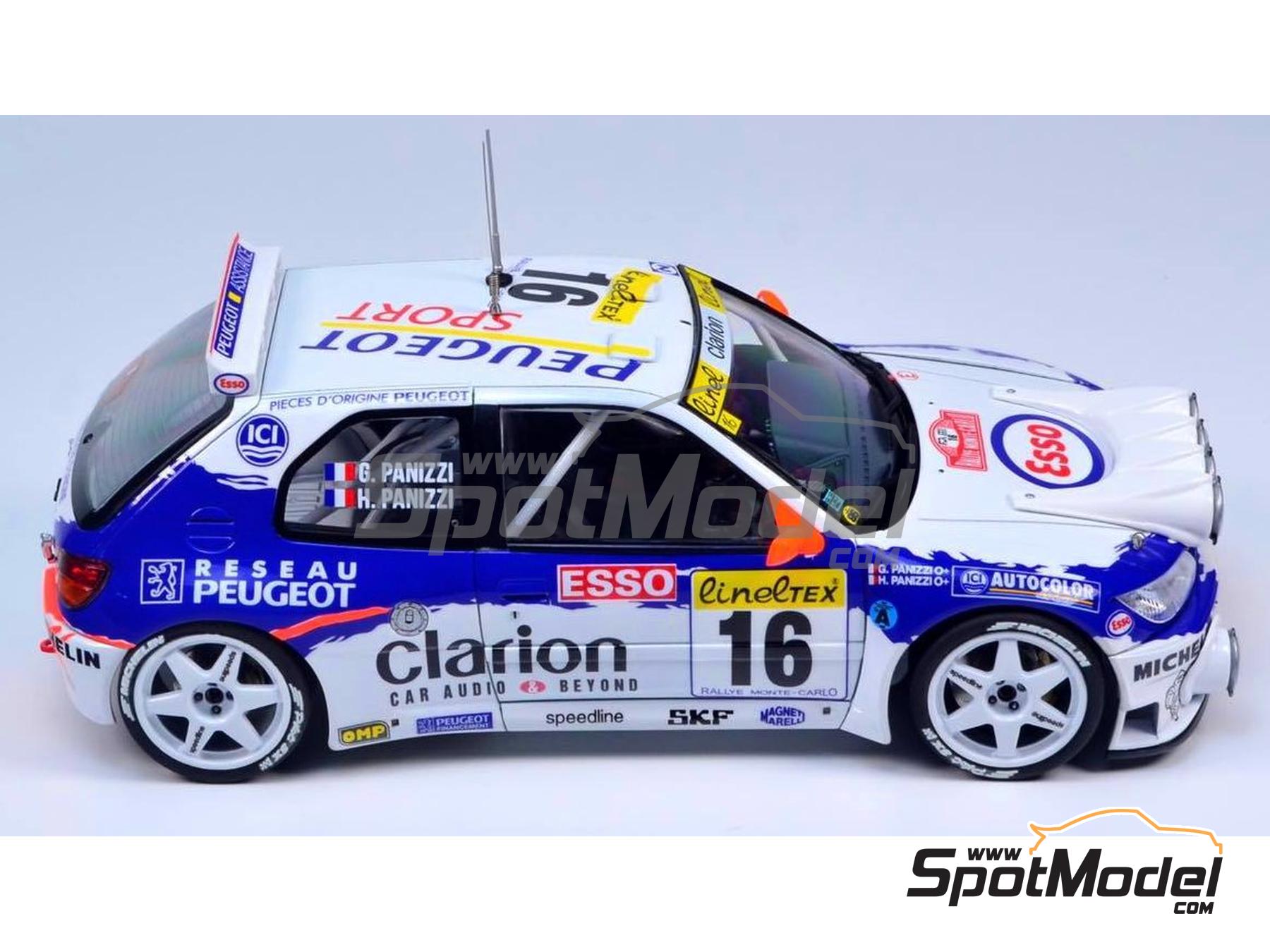 Image 5: Peugeot 306 Maxi Evo 2 Equipo Peugeot Sport patrocinado por Clarion - Rally de Monte Carlo - Rallye Automobile de Monte-Carlo 1998 | Maqueta de coche en escala&nbsp;1/24 fabricado por Beemax Model Kits (ref.&nbsp;BX24026, tambien 4545782078336)