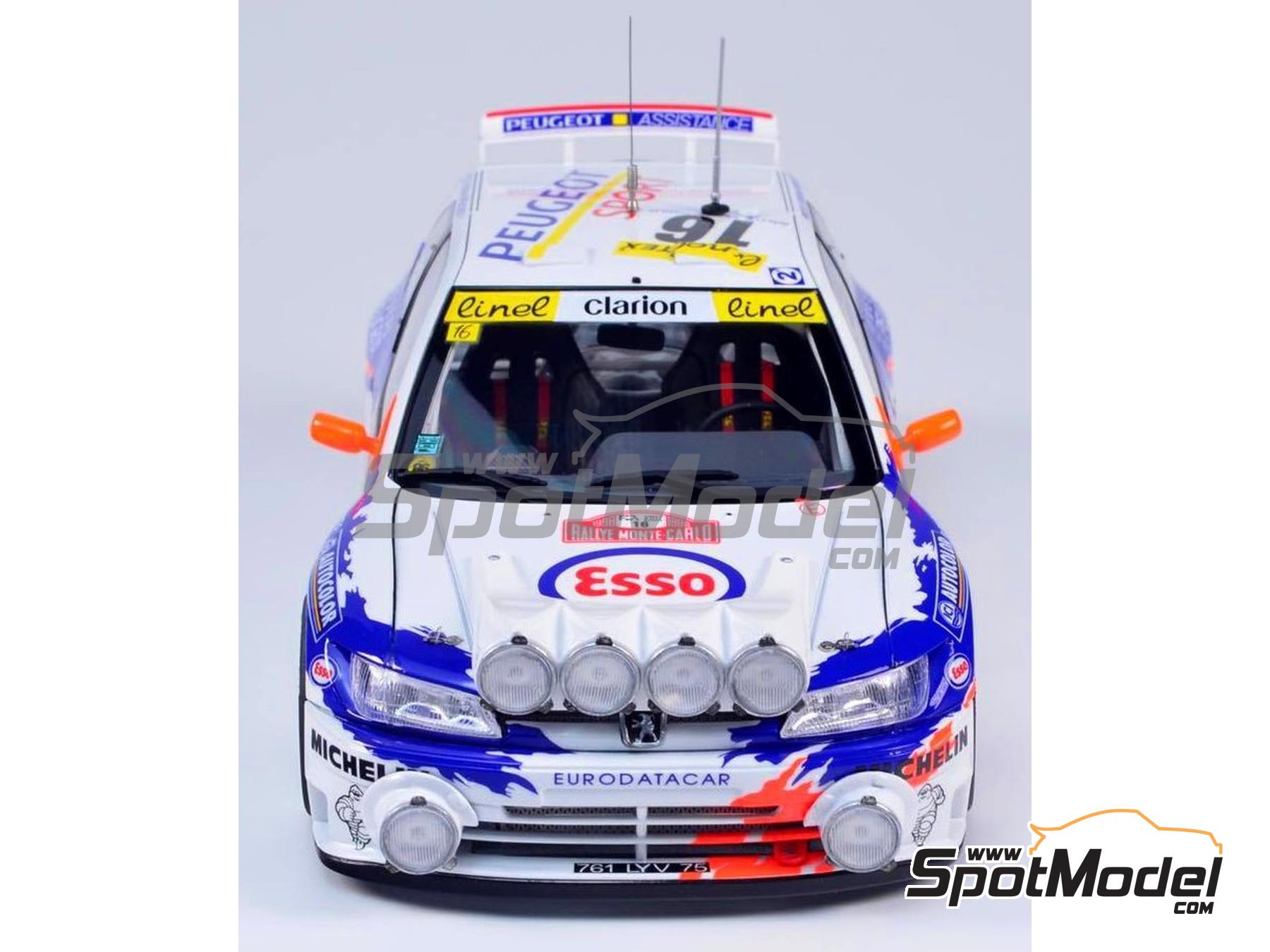 Image 6: Peugeot 306 Maxi Evo 2 Equipo Peugeot Sport patrocinado por Clarion - Rally de Monte Carlo - Rallye Automobile de Monte-Carlo 1998 | Maqueta de coche en escala&nbsp;1/24 fabricado por Beemax Model Kits (ref.&nbsp;BX24026, tambien 4545782078336)