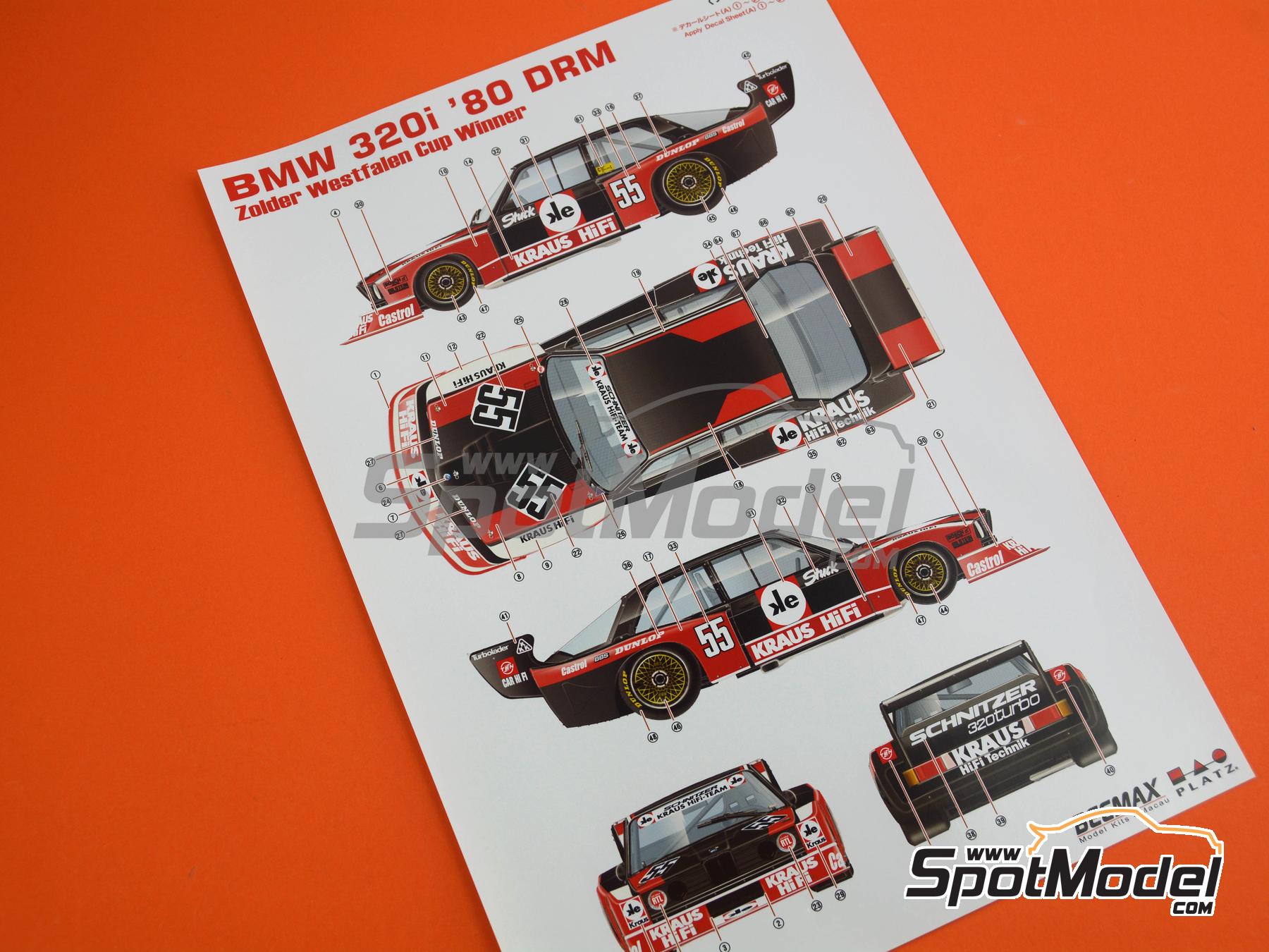 Image 26: BMW 320 E21 Turbo Grupo 5 Equipo Schnitzer patrocinado por Kraus Hi-Fi - Deutsche Rennsport Meisterschaft DRM Zolder Westfalen-Pokal 1980 | Maqueta de coche en escala&nbsp;1/24 fabricado por Beemax Model Kits (ref.&nbsp;BX24028, tambien 4545782078374)