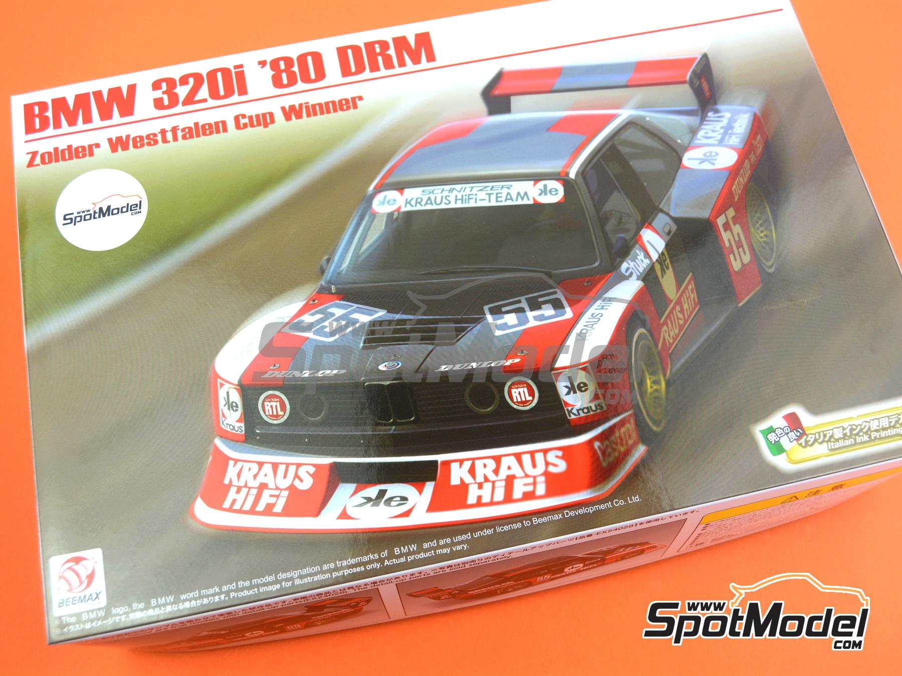 Image 30: BMW 320 E21 Turbo Grupo 5 Equipo Schnitzer patrocinado por Kraus Hi-Fi - Deutsche Rennsport Meisterschaft DRM Zolder Westfalen-Pokal 1980 | Maqueta de coche en escala&nbsp;1/24 fabricado por Beemax Model Kits (ref.&nbsp;BX24028, tambien 4545782078374)