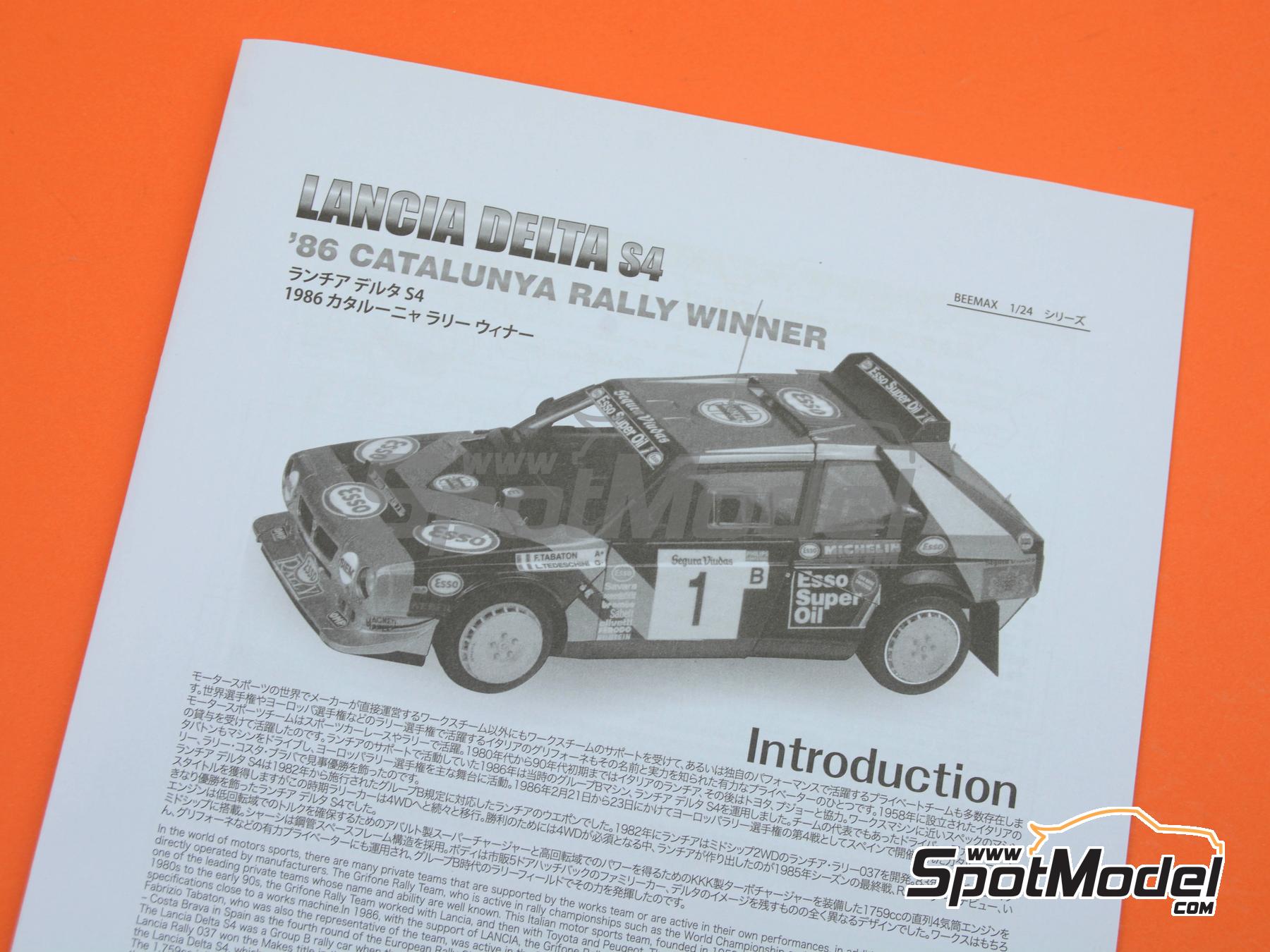 Image 22: Lancia Delta S4 Grupo B Equipo Scuderia Grifone patrocinado por Esso Super Oil - Rally Cataluña 1986 | Maqueta de coche en escala 1/24 fabricado por Beemax Model Kits (ref. BX24034, tambien 4545782082166)