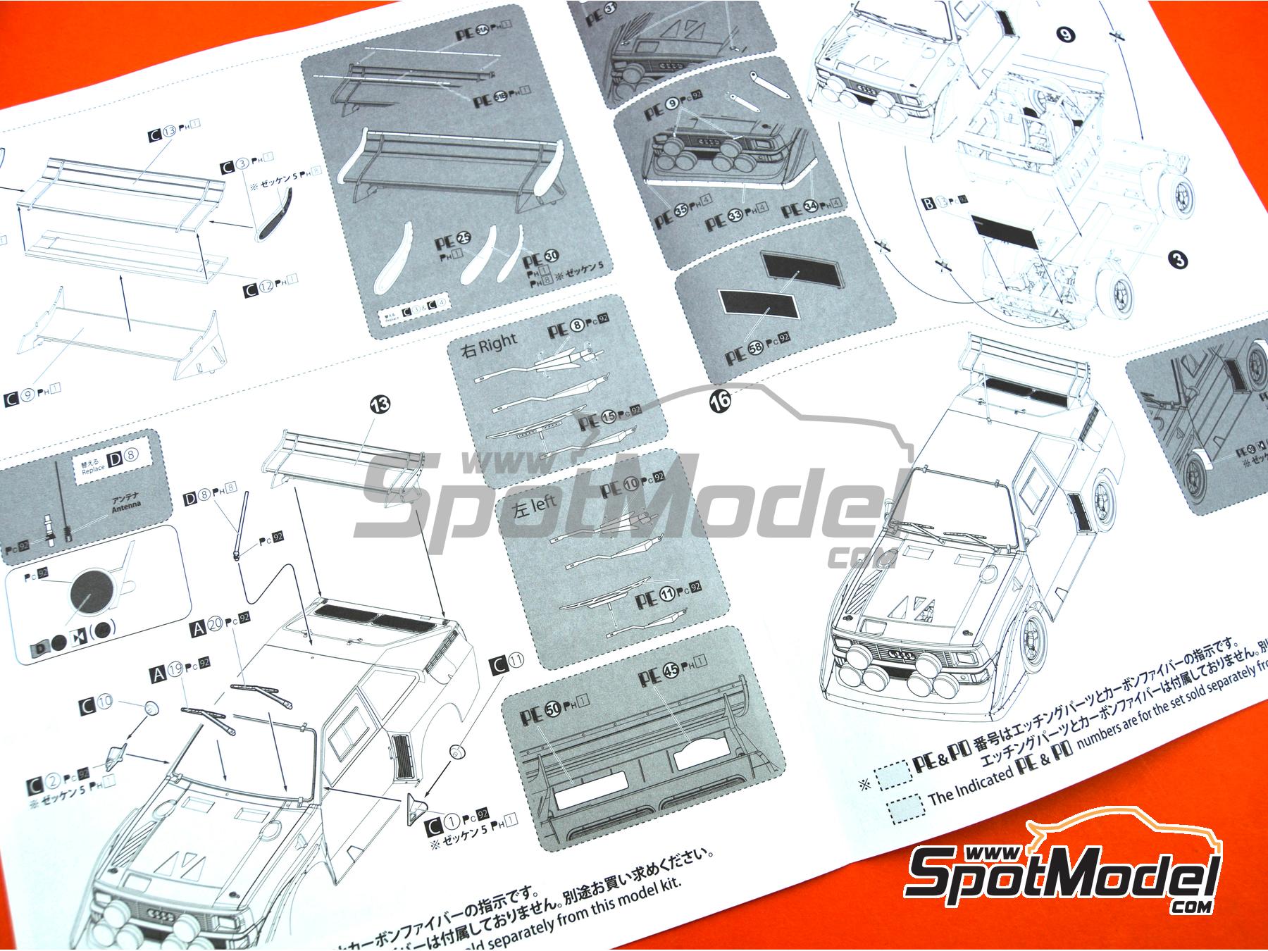 Image 24: Audi Sport Quattro S1 E2 Group B Audi Team Team sponsored by HB International - Monte Carlo Rally - Rallye Automobile de Monte-Carlo, Sanremo Rally 1985 and 1986 | Car scale model kit in 1/24 scale manufactured by Beemax Model Kits (ref.&nbsp;BX24035, also 4545782078398)
