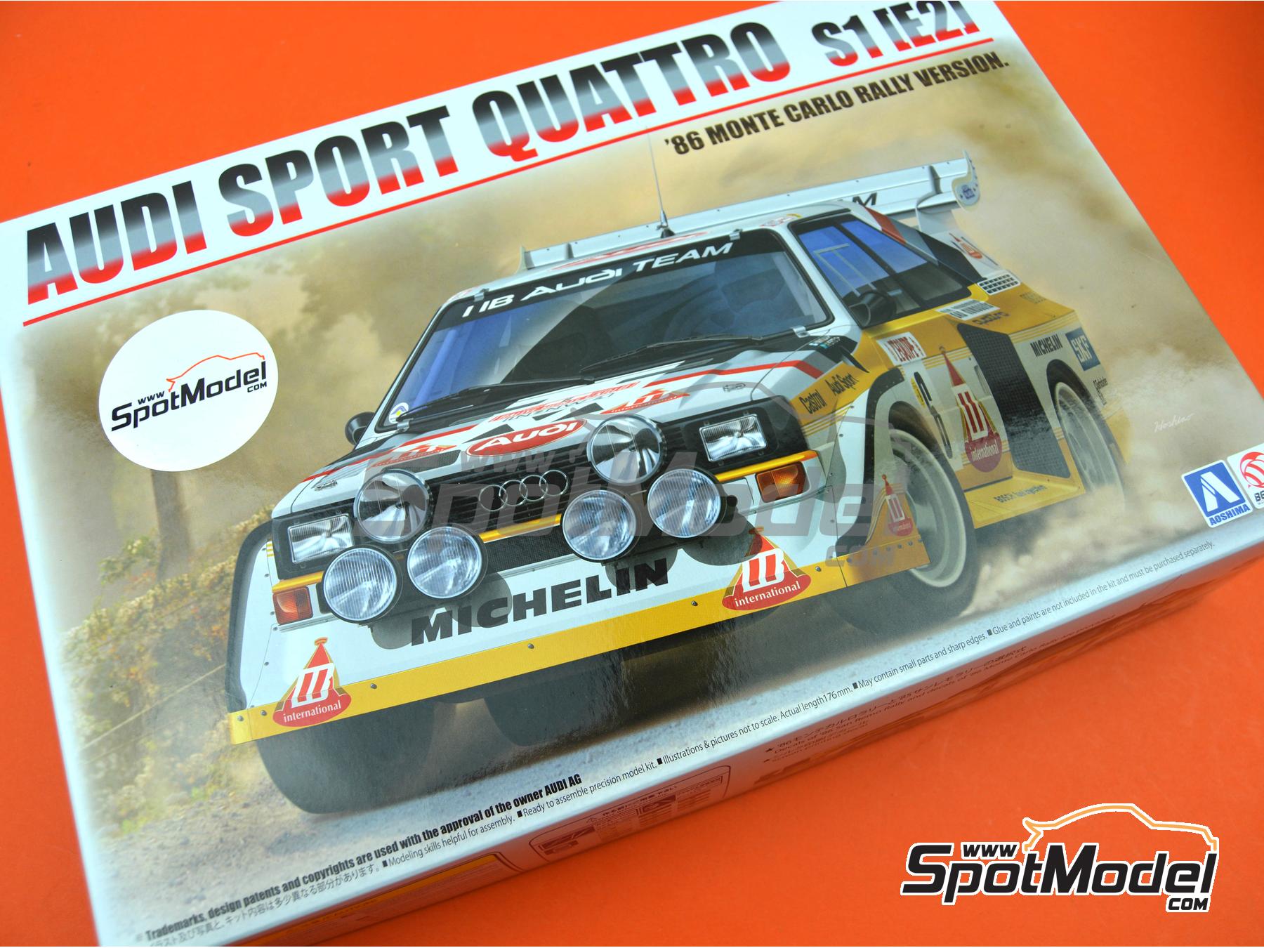 Image 25: Audi Sport Quattro S1 E2 Group B Audi Team Team sponsored by HB International - Monte Carlo Rally - Rallye Automobile de Monte-Carlo, Sanremo Rally 1985 and 1986 | Car scale model kit in 1/24 scale manufactured by Beemax Model Kits (ref.&nbsp;BX24035, also 4545782078398)