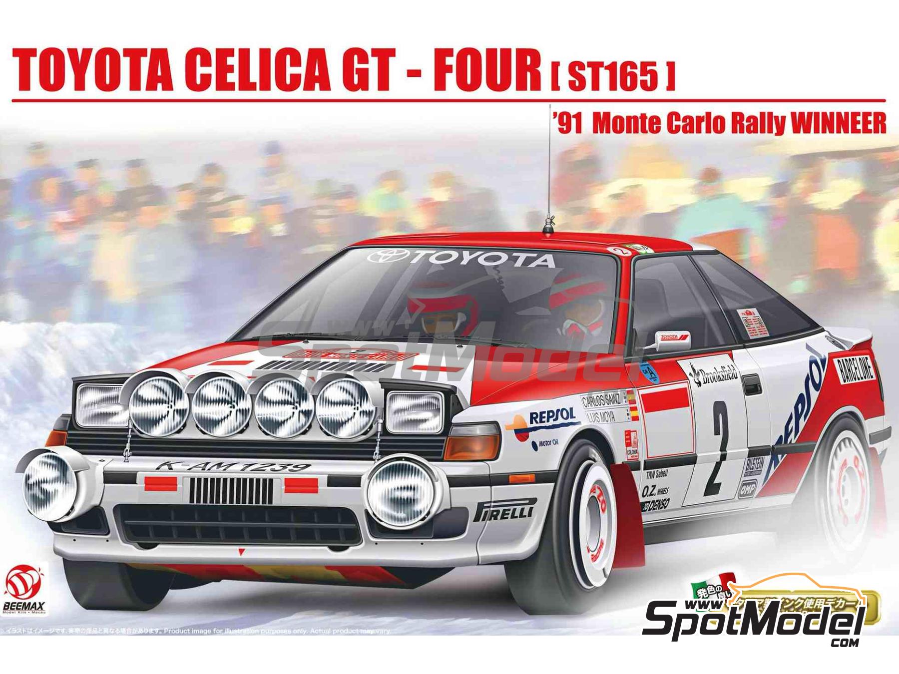 Image 1: Toyota Celica GT-Four ST165 Grupo A Equipo Toyota Team Europe patrocinado por Repsol - Rally de Monte Carlo - Rallye Automobile de Monte-Carlo 1991 | Maqueta de coche en escala 1/24 fabricado por Beemax Model Kits (ref. BX24044, tambien BEE-24044)