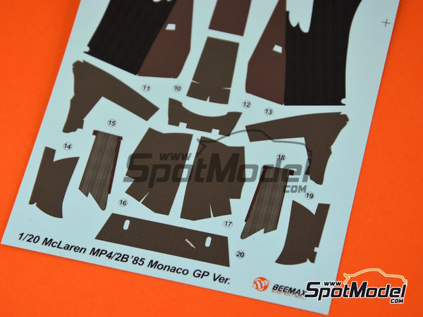 Image 22: McLaren TAG Porsche MP4/2B | Detail up set in 1/20 scale manufactured by Beemax Model Kits (ref. EX20001, also 4545782088977)