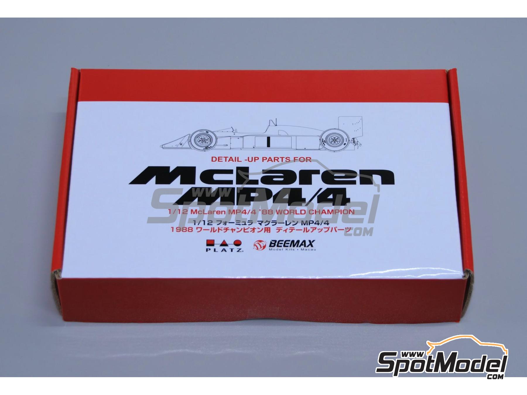 Image 20: McLaren Honda MP4/4 - Monaco Formula 1 Grand Prix 1988 | Detail up set in 1/12 scale manufactured by Beemax Model Kits (ref.&nbsp;EX12002, also 4545782118384 and BEE-E12002)