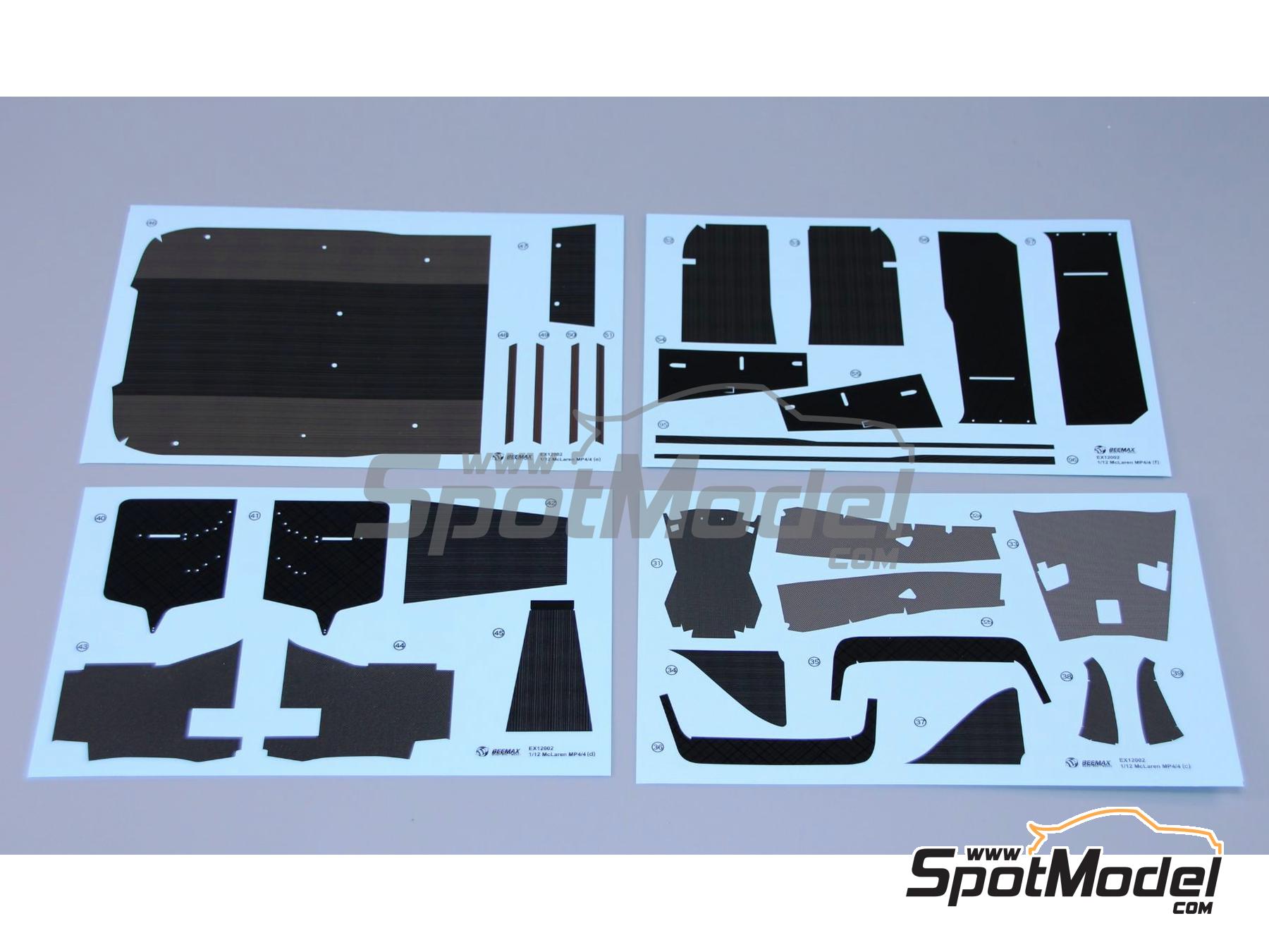 Image 22: McLaren Honda MP4/4 - Monaco Formula 1 Grand Prix 1988 | Detail up set in 1/12 scale manufactured by Beemax Model Kits (ref.&nbsp;EX12002, also 4545782118384 and BEE-E12002)
