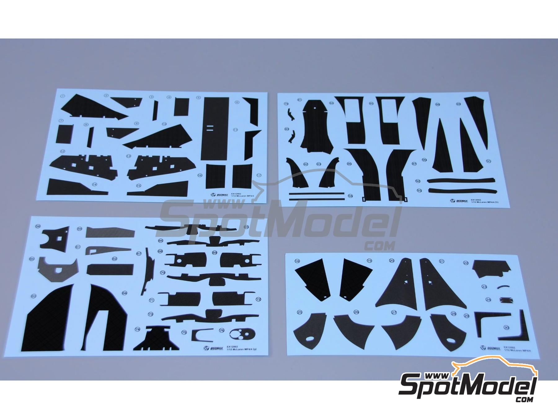 Image 23: McLaren Honda MP4/4 - Monaco Formula 1 Grand Prix 1988 | Detail up set in 1/12 scale manufactured by Beemax Model Kits (ref.&nbsp;EX12002, also 4545782118384 and BEE-E12002)