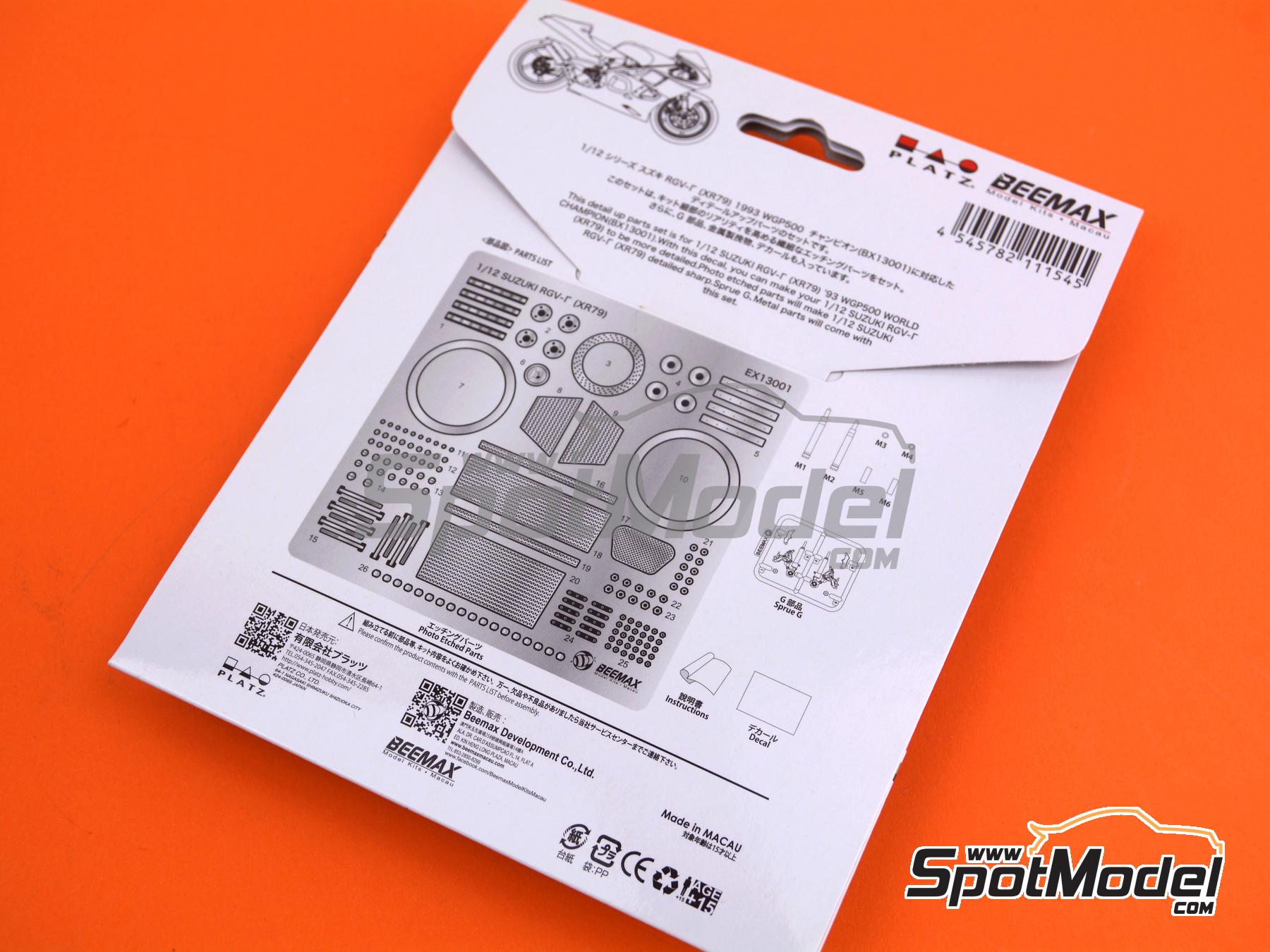 Image 9: Suzuki RGV500 - World Championship 1993 | Detail up set in 1/12 scale manufactured by Beemax Model Kits (ref.&nbsp;EX13001, also 4545782111545)