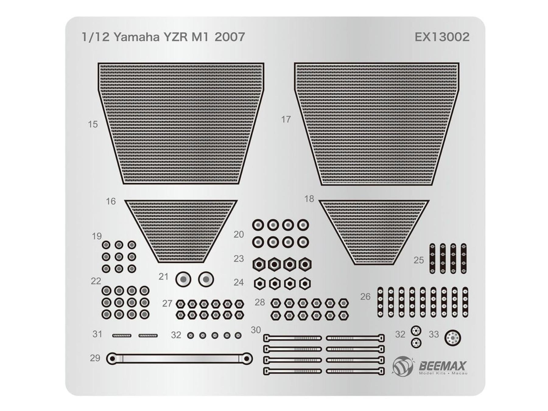 Image 3: Yamaha YZR-M1 -  2007 | Detail up set in 1/12 scale manufactured by Beemax Model Kits (ref.&nbsp;EX13002, also 4545782131901)