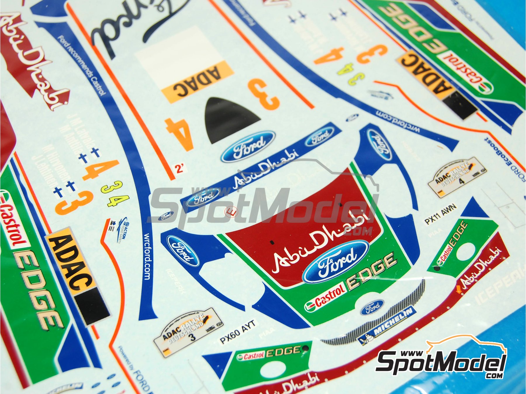 Image 17: Ford Fiesta RS WRC Ford Abu Dhabi WRT Team sponsored by Castrol - ADAC Deutschland Rally 2011 | Car scale model kit in 1/24 scale manufactured by Belkits (ref.&nbsp;BEL-003, also 9782951629448 and BEL003)