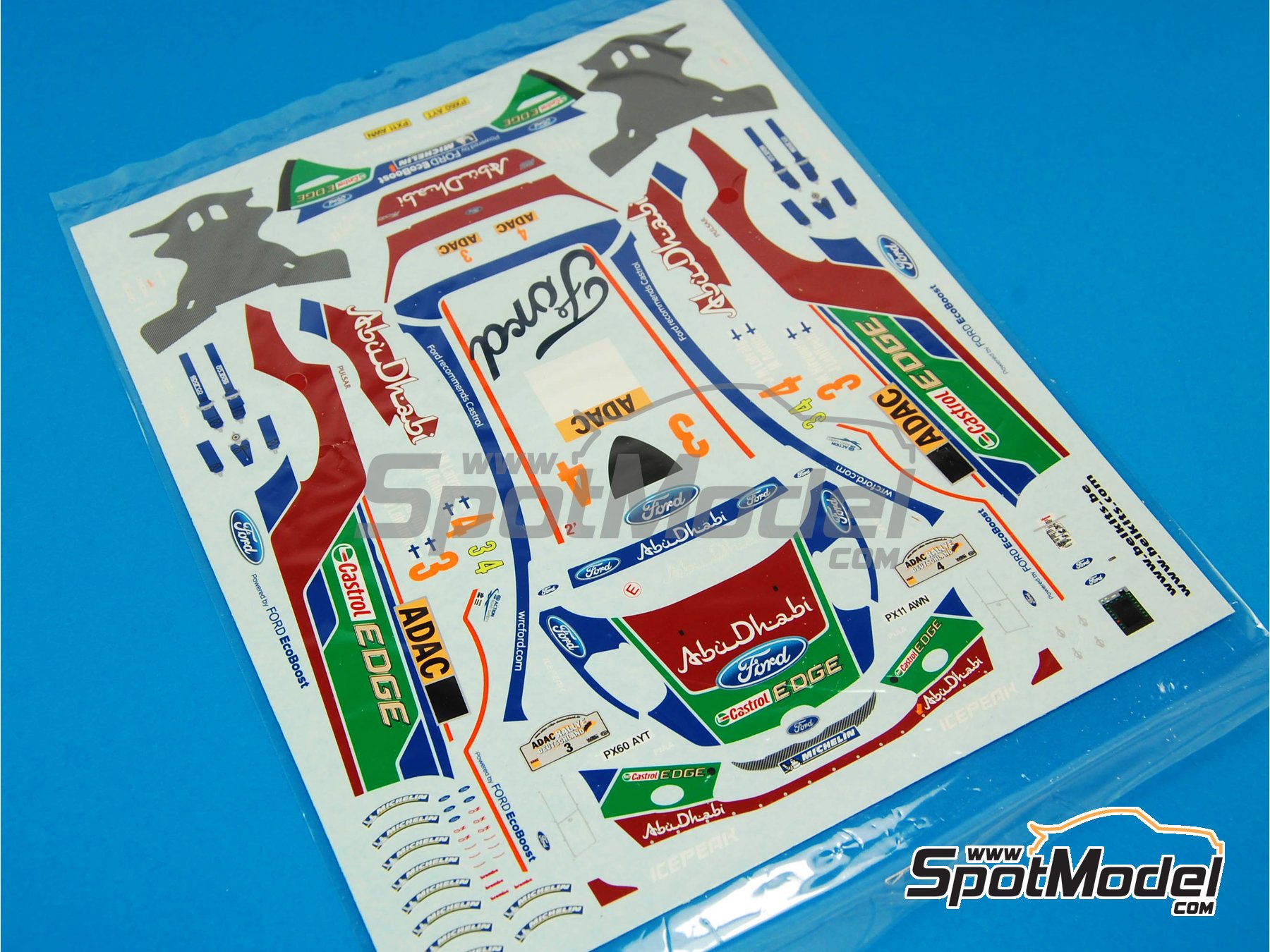 Image 18: Ford Fiesta RS WRC Ford Abu Dhabi WRT Team sponsored by Castrol - ADAC Deutschland Rally 2011 | Car scale model kit in 1/24 scale manufactured by Belkits (ref.&nbsp;BEL-003, also 9782951629448 and BEL003)