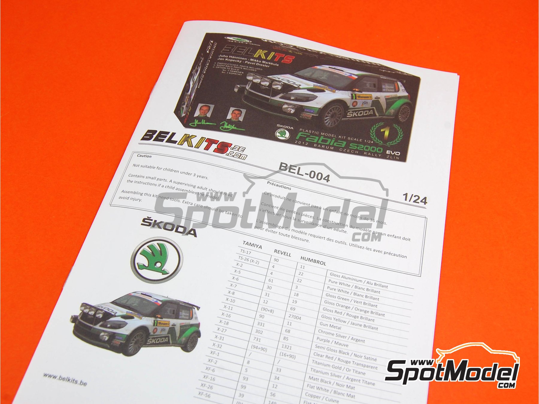 Image 1: Skoda Fabia S2000 Evo Skoda Motorsport Team - Barum Czech Rally 2012 | Car scale model kit in 1/24 scale manufactured by Belkits (ref. BEL-004, also 9782951640894 and BEL004)