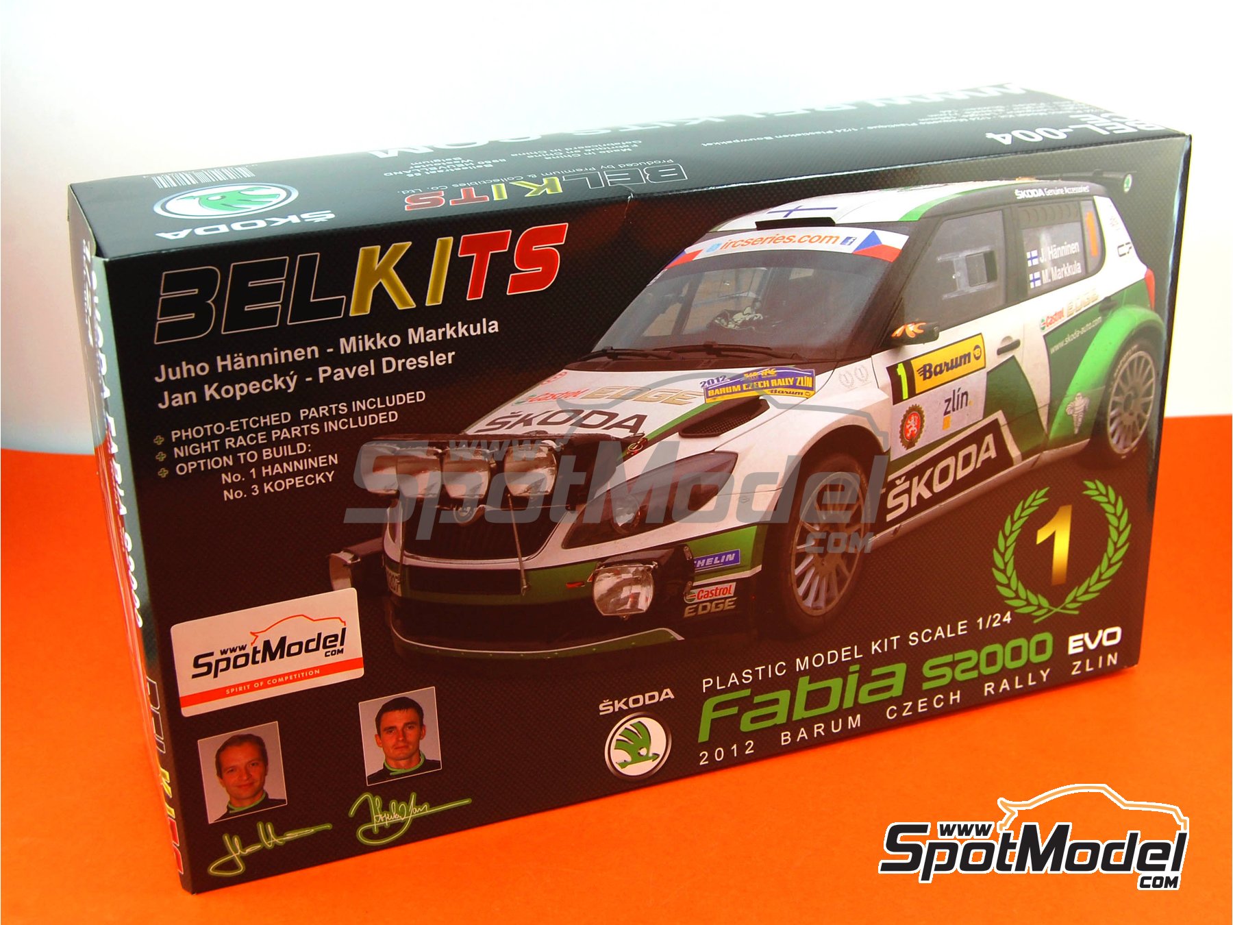 Image 22: Skoda Fabia S2000 Evo Skoda Motorsport Team - Barum Czech Rally 2012 | Car scale model kit in 1/24 scale manufactured by Belkits (ref. BEL-004, also 9782951640894 and BEL004)
