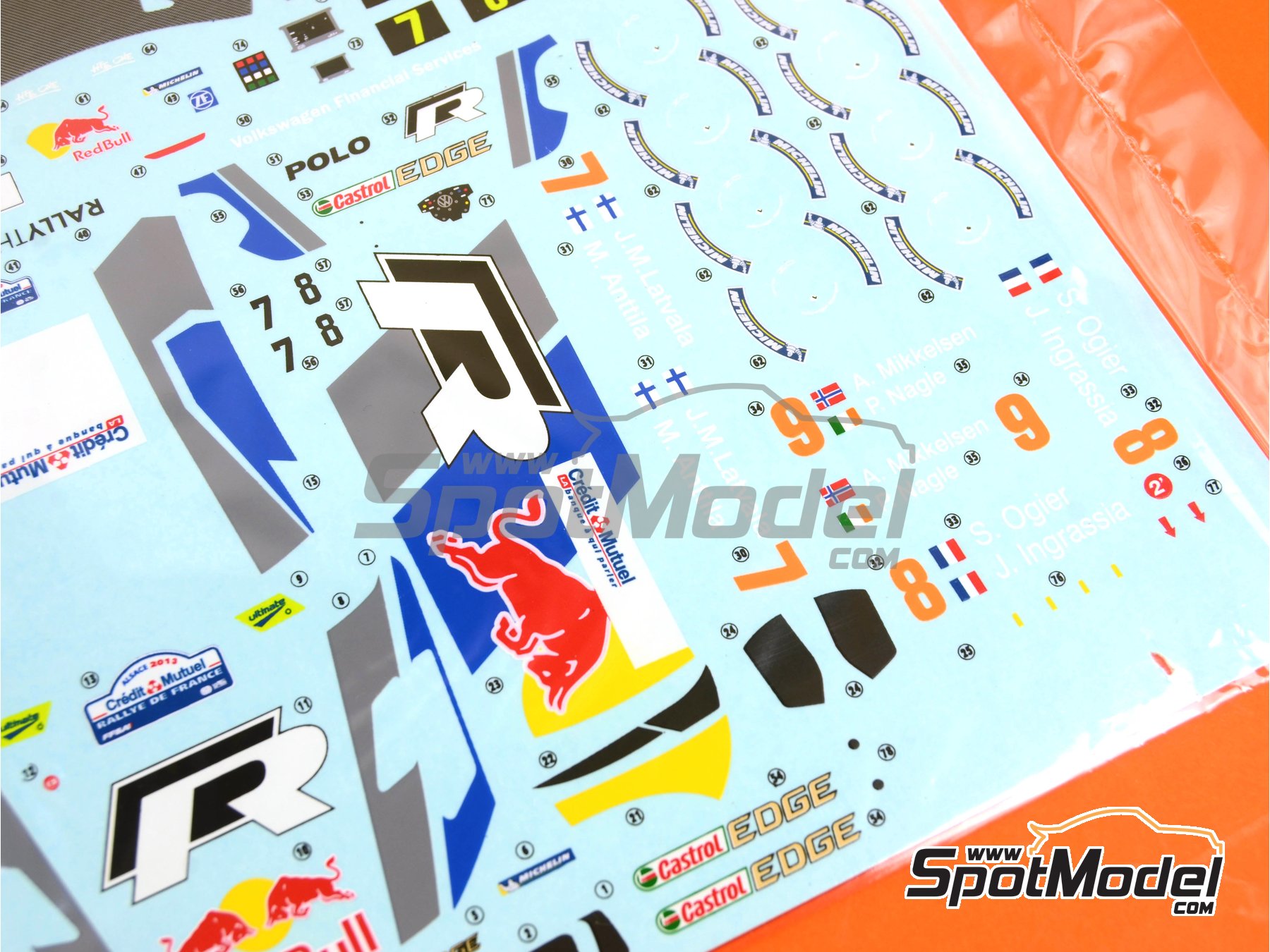 Image 18: Volkswagen Polo R WRC - Alsace France Rally 2013 | Car scale model kit in 1/24 scale manufactured by Belkits (ref. BEL-005, also 9789491110740 and BEL005)