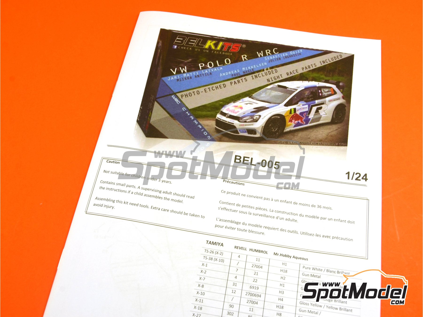 Image 23: Volkswagen Polo R WRC - Alsace France Rally 2013 | Car scale model kit in 1/24 scale manufactured by Belkits (ref. BEL-005, also 9789491110740 and BEL005)