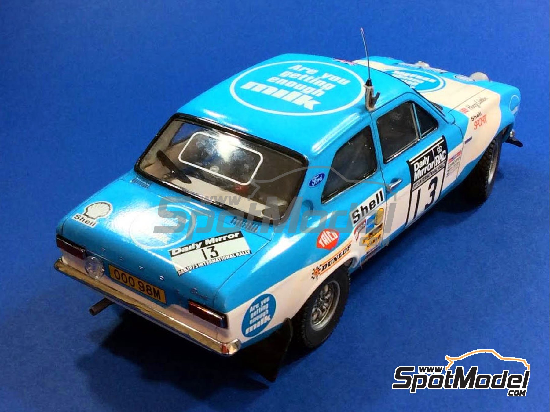 Image 24: Ford Escort RS1600 Mk I sponsored by Milk Marketing Board - Great Britain RAC Rally 1973 | Car scale model kit in 1/24 scale manufactured by Belkits (ref.&nbsp;BEL006, also 9789597229988 and BEL-006)