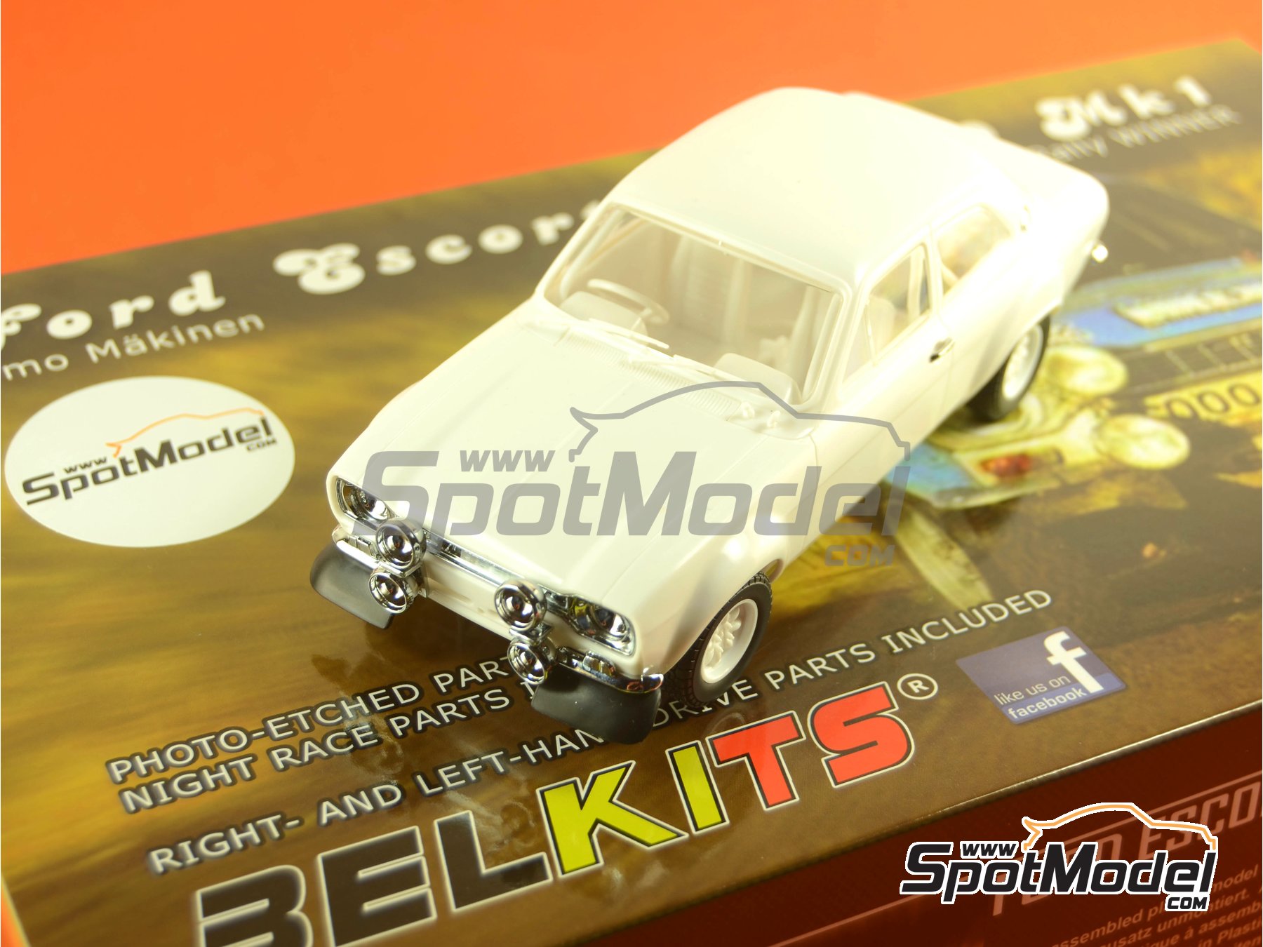 Image 28: Ford Escort RS1600 Mk I sponsored by Milk Marketing Board - Great Britain RAC Rally 1973 | Car scale model kit in 1/24 scale manufactured by Belkits (ref.&nbsp;BEL006, also 9789597229988 and BEL-006)