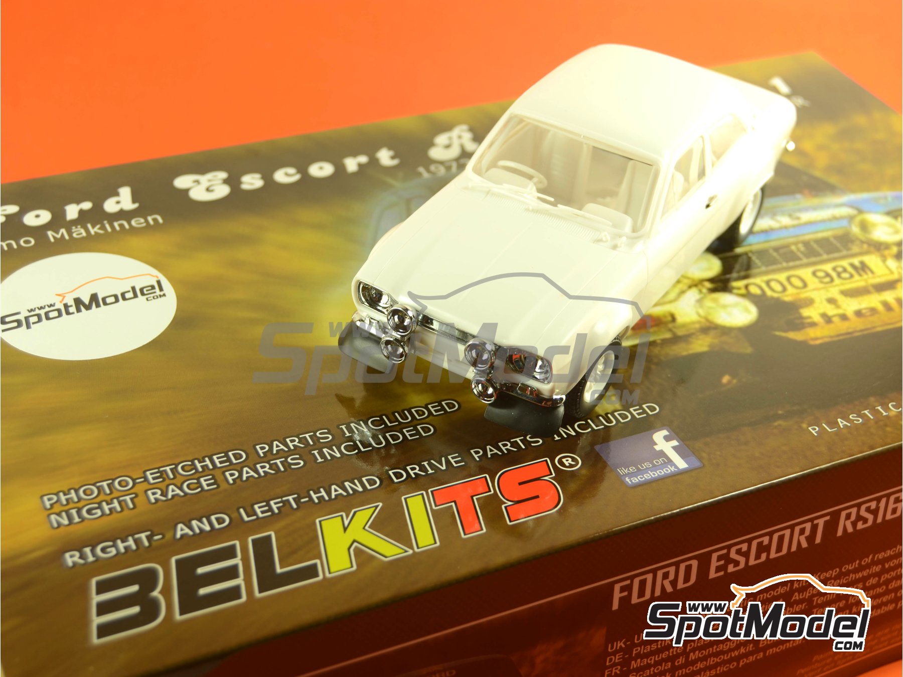 Image 29: Ford Escort RS1600 Mk I sponsored by Milk Marketing Board - Great Britain RAC Rally 1973 | Car scale model kit in 1/24 scale manufactured by Belkits (ref.&nbsp;BEL006, also 9789597229988 and BEL-006)