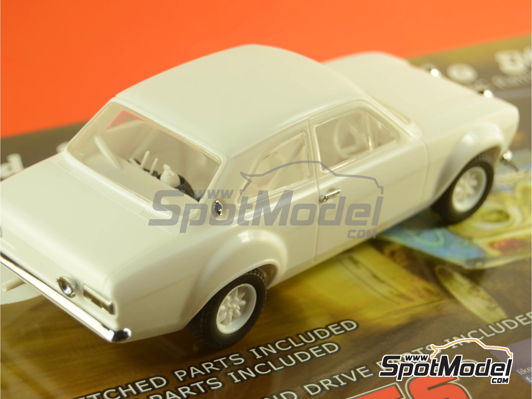 Image 31: Ford Escort RS1600 Mk I sponsored by Milk Marketing Board - Great Britain RAC Rally 1973 | Car scale model kit in 1/24 scale manufactured by Belkits (ref.&nbsp;BEL006, also 9789597229988 and BEL-006)