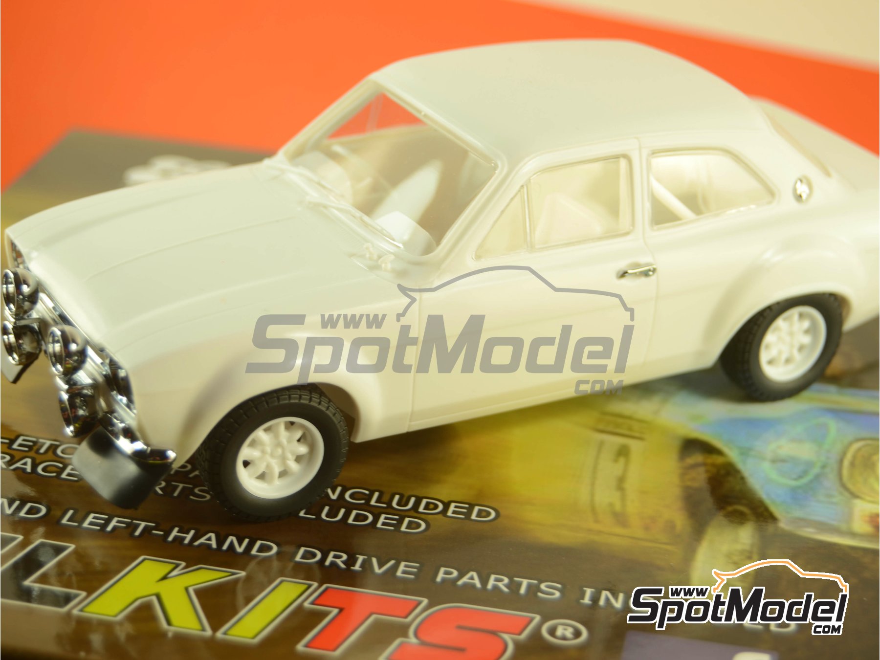 Image 32: Ford Escort RS1600 Mk I sponsored by Milk Marketing Board - Great Britain RAC Rally 1973 | Car scale model kit in 1/24 scale manufactured by Belkits (ref.&nbsp;BEL006, also 9789597229988 and BEL-006)