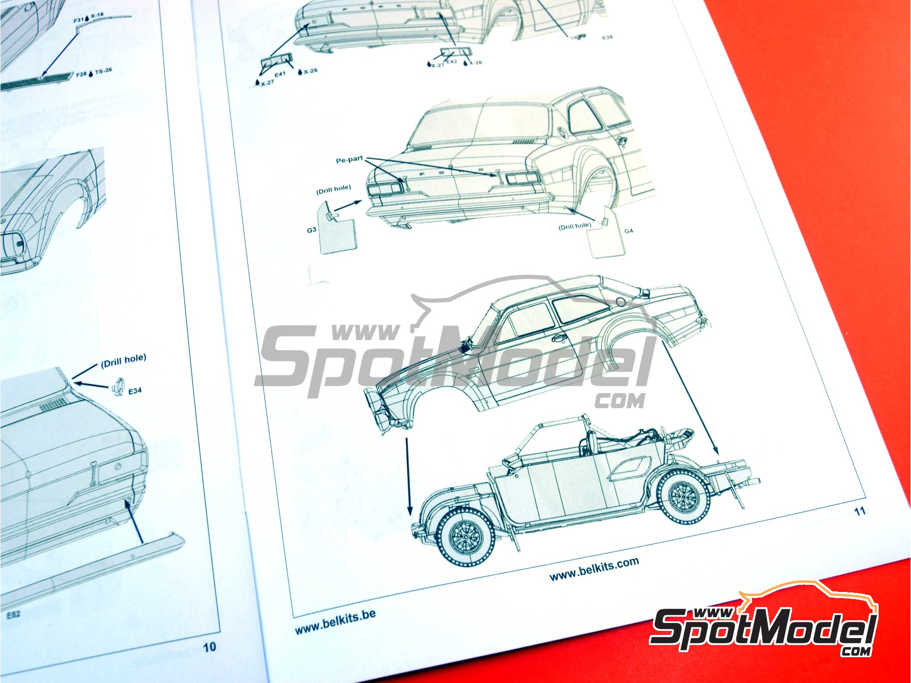 Image 22: Ford Escort RS1600 Mk I sponsored by Esso Uniflo - Great Britain RAC Rally 1972 | Car scale model kit in 1/24 scale manufactured by Belkits (ref.&nbsp;BEL007, also 9789597241645 and BEL-007)