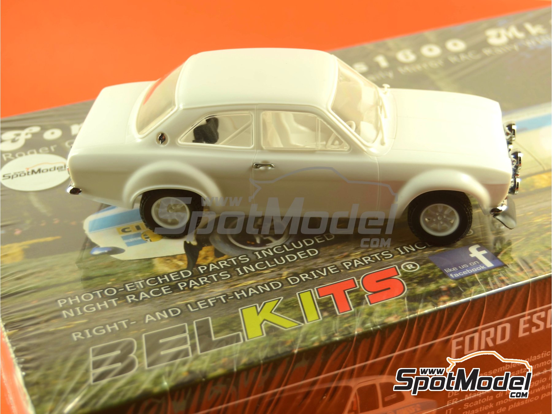 Image 29: Ford Escort RS1600 Mk I sponsored by Esso Uniflo - Great Britain RAC Rally 1972 | Car scale model kit in 1/24 scale manufactured by Belkits (ref.&nbsp;BEL007, also 9789597241645 and BEL-007)