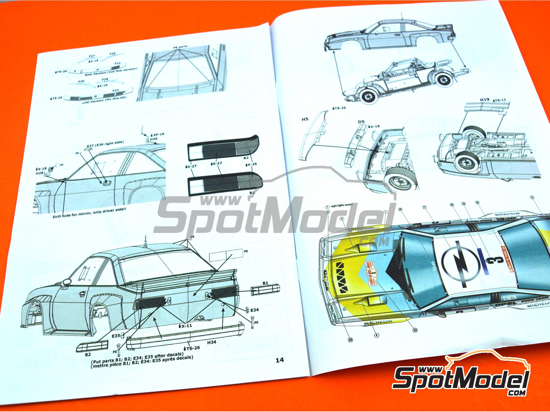 Image 26: Opel Manta 400 Group B Opel Euro Team - Tour de France Automobile 1984 | Model car kit in 1/24 scale manufactured by Belkits (ref.&nbsp;BEL008, also BEL-008)