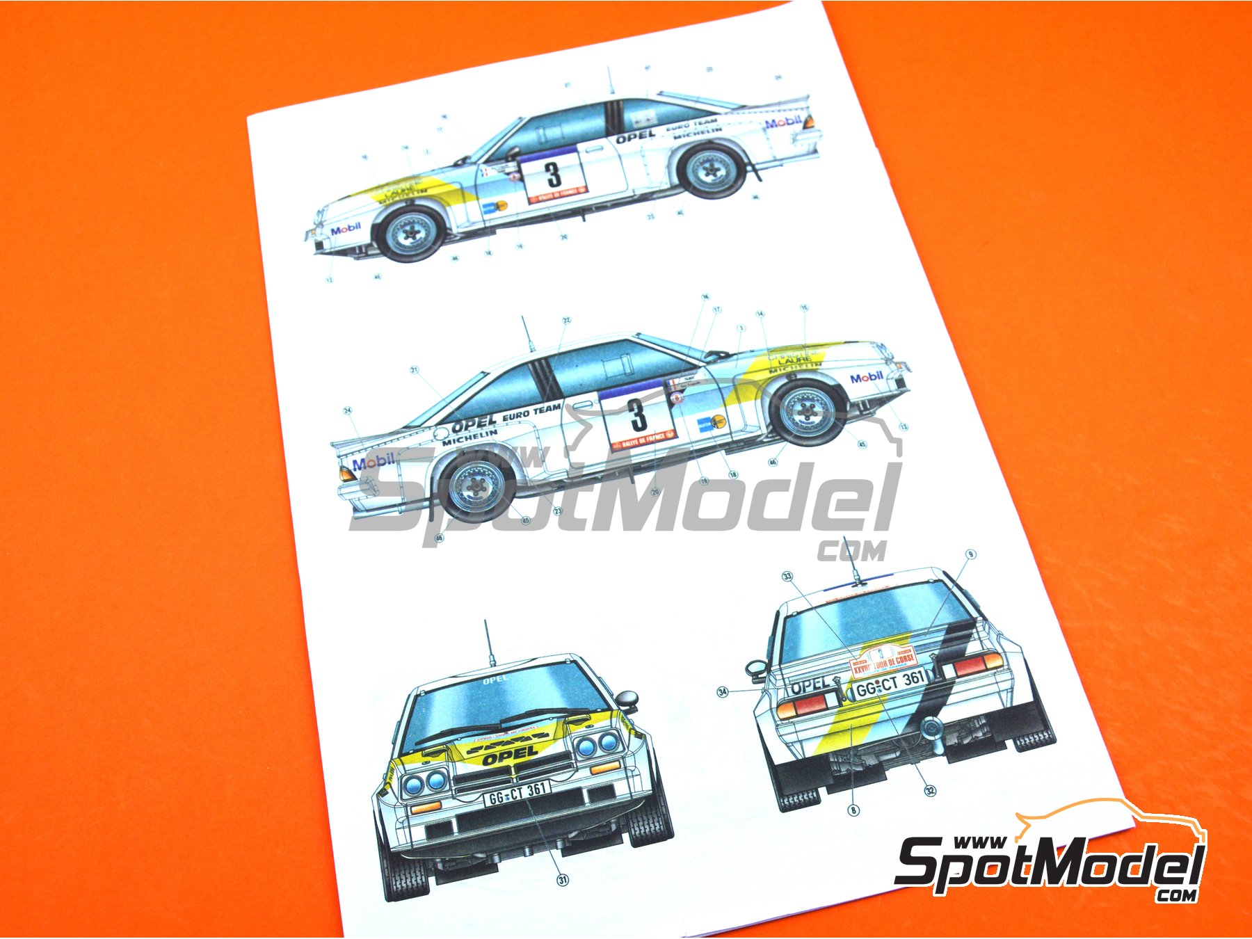 Image 27: Opel Manta 400 Group B Opel Euro Team - Tour de France Automobile 1984 | Model car kit in 1/24 scale manufactured by Belkits (ref.&nbsp;BEL008, also BEL-008)