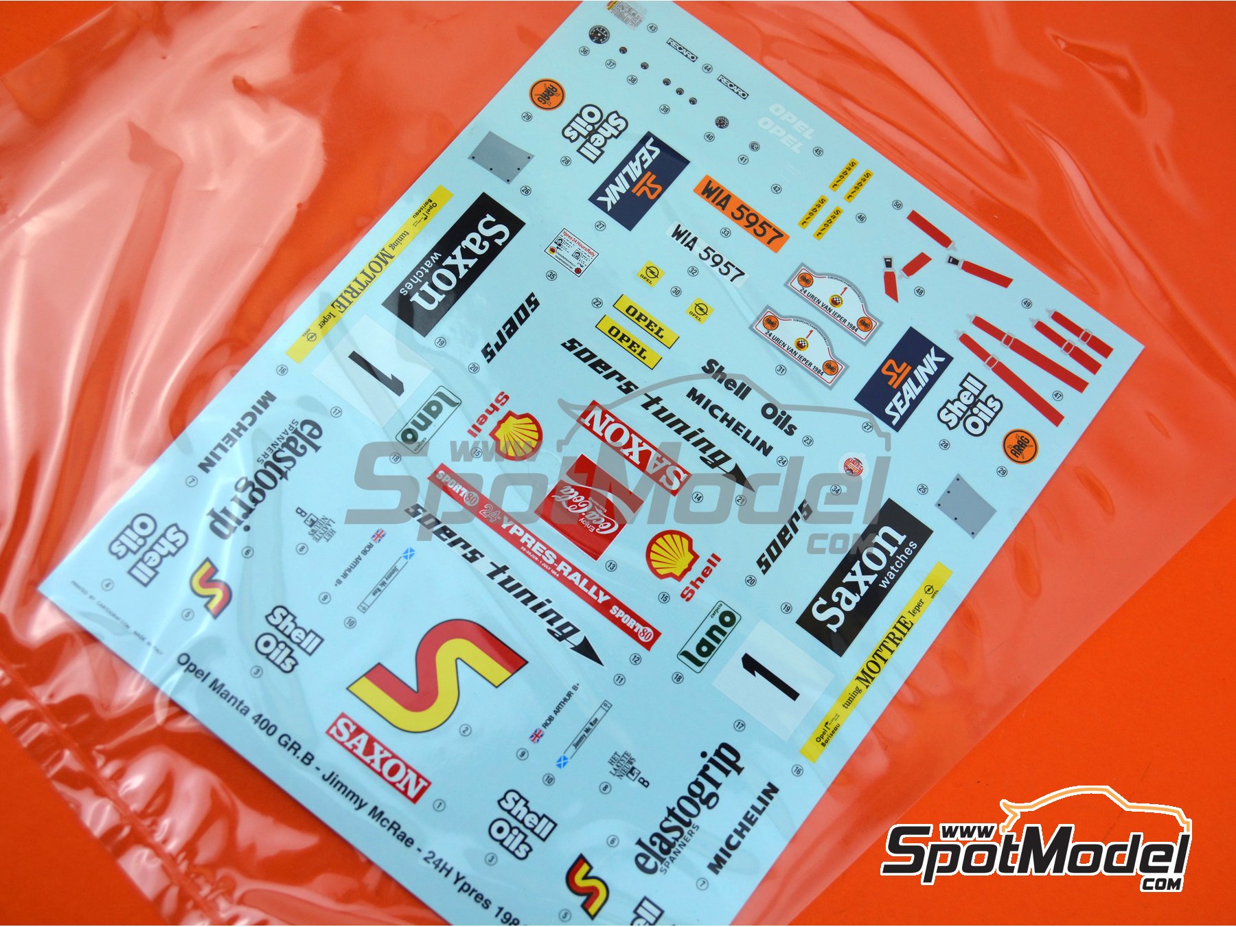 Image 1: Opel Manta 400 Grupo B: Calca - Rally 24 Horas de Ypres 1984 | Pieza de reemplazo en escala&nbsp;1/24 fabricado por Belkits (ref.&nbsp;BEL009-DECAL)