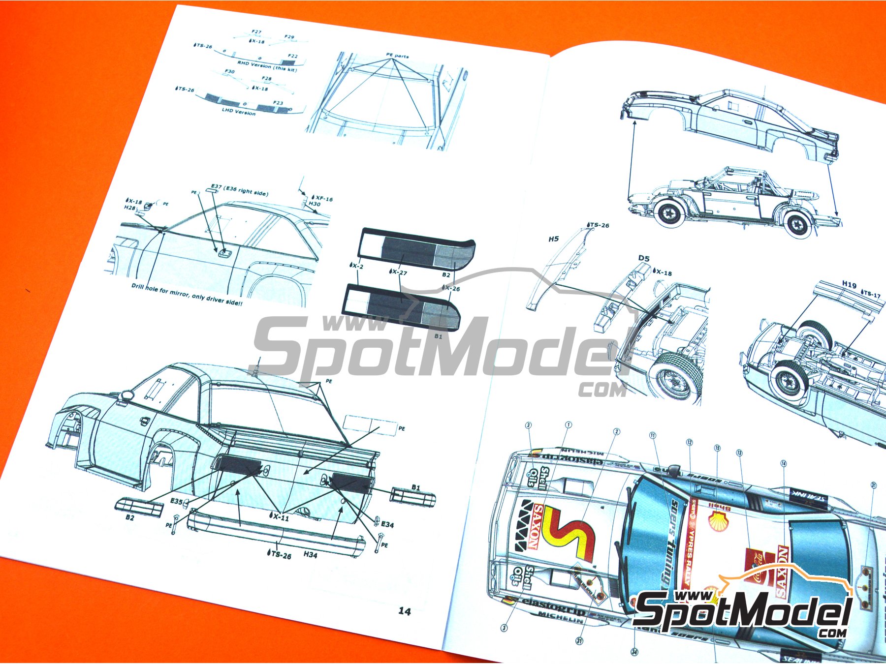 Image 24: Opel Manta 400 Grupo B patrocinado por Saxon Watches - Rally 24 Horas de Ypres 1984 | Maqueta de coche en escala 1/24 fabricado por Belkits (ref. BEL009, tambien 9789597256113 y BEL-009)